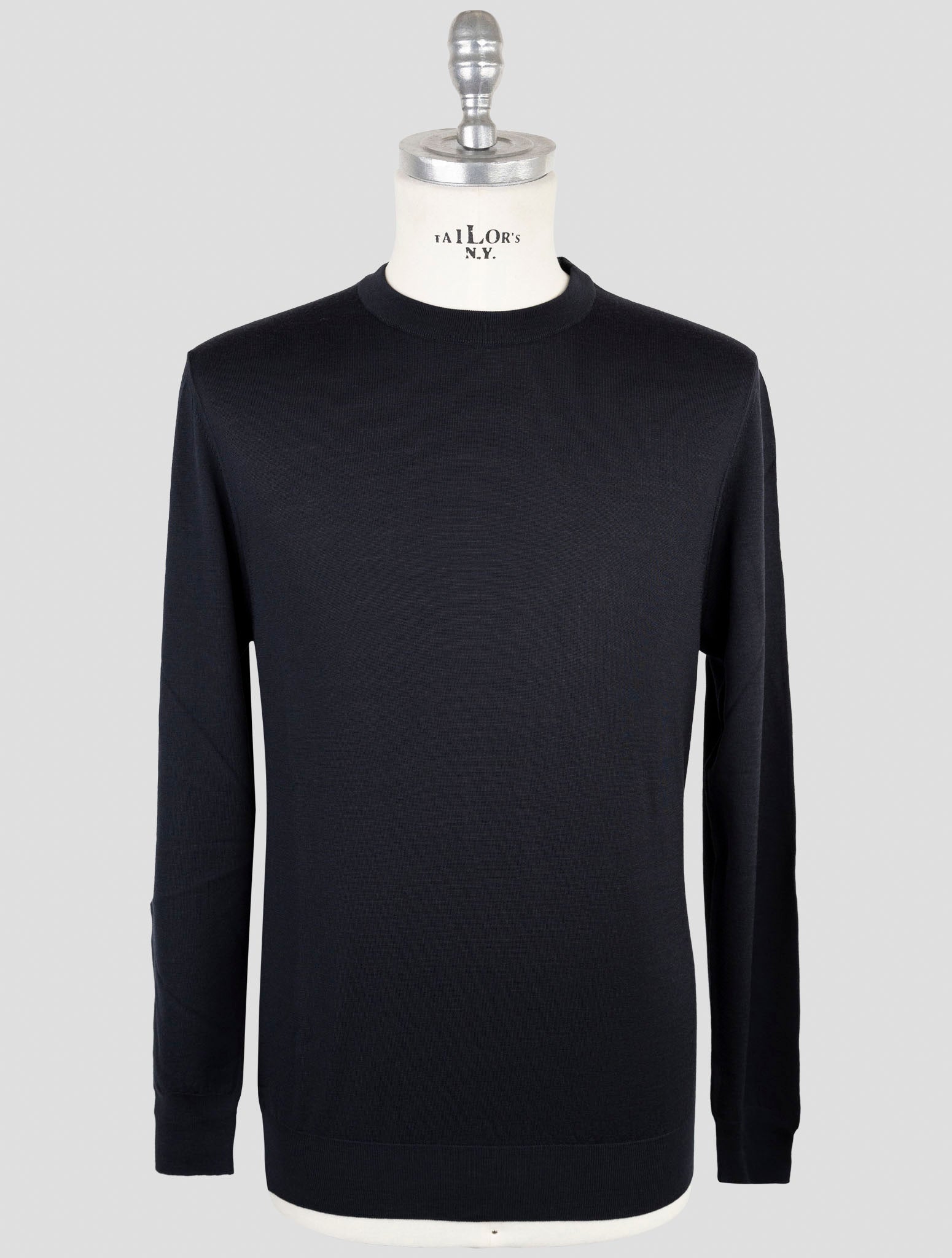 Kiton Dark Blue Wool Sweater Crewneck