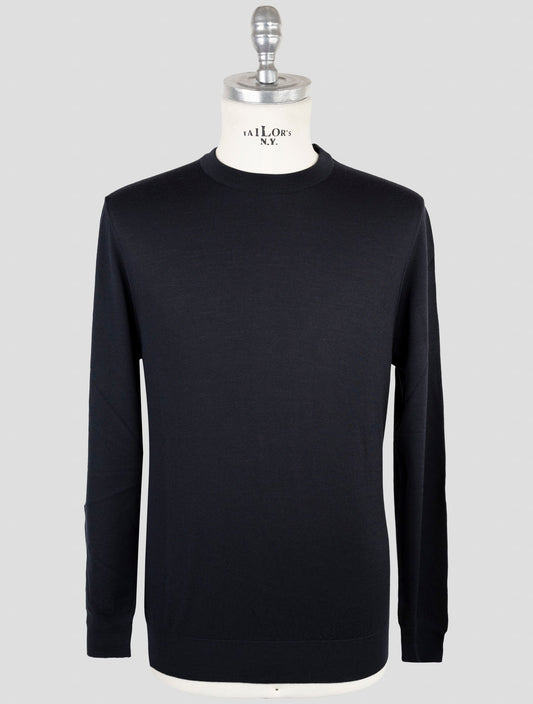 Kiton Dark Blue Wool Sweater Crewneck