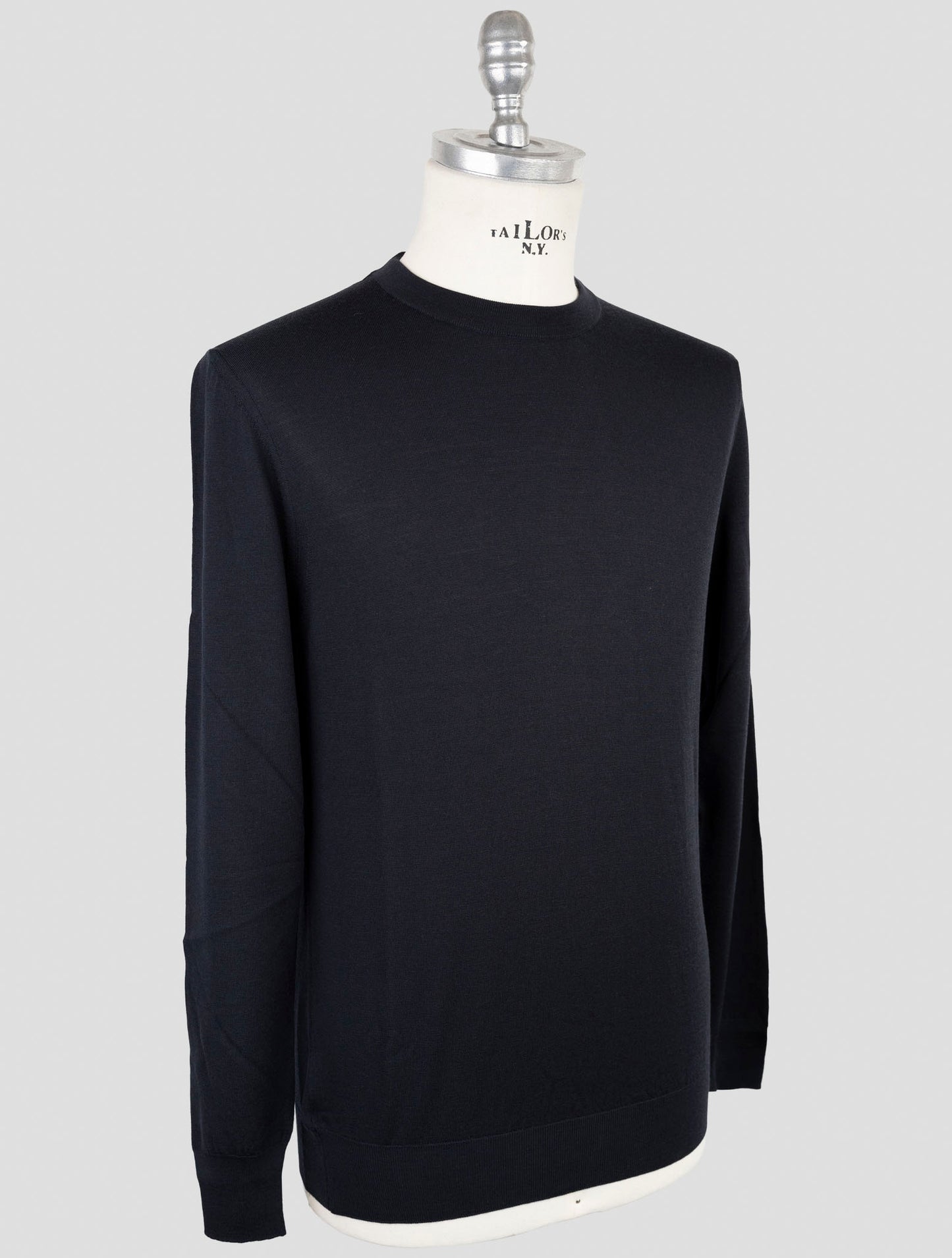 Kiton Dark Blue Wool Sweater Crewneck