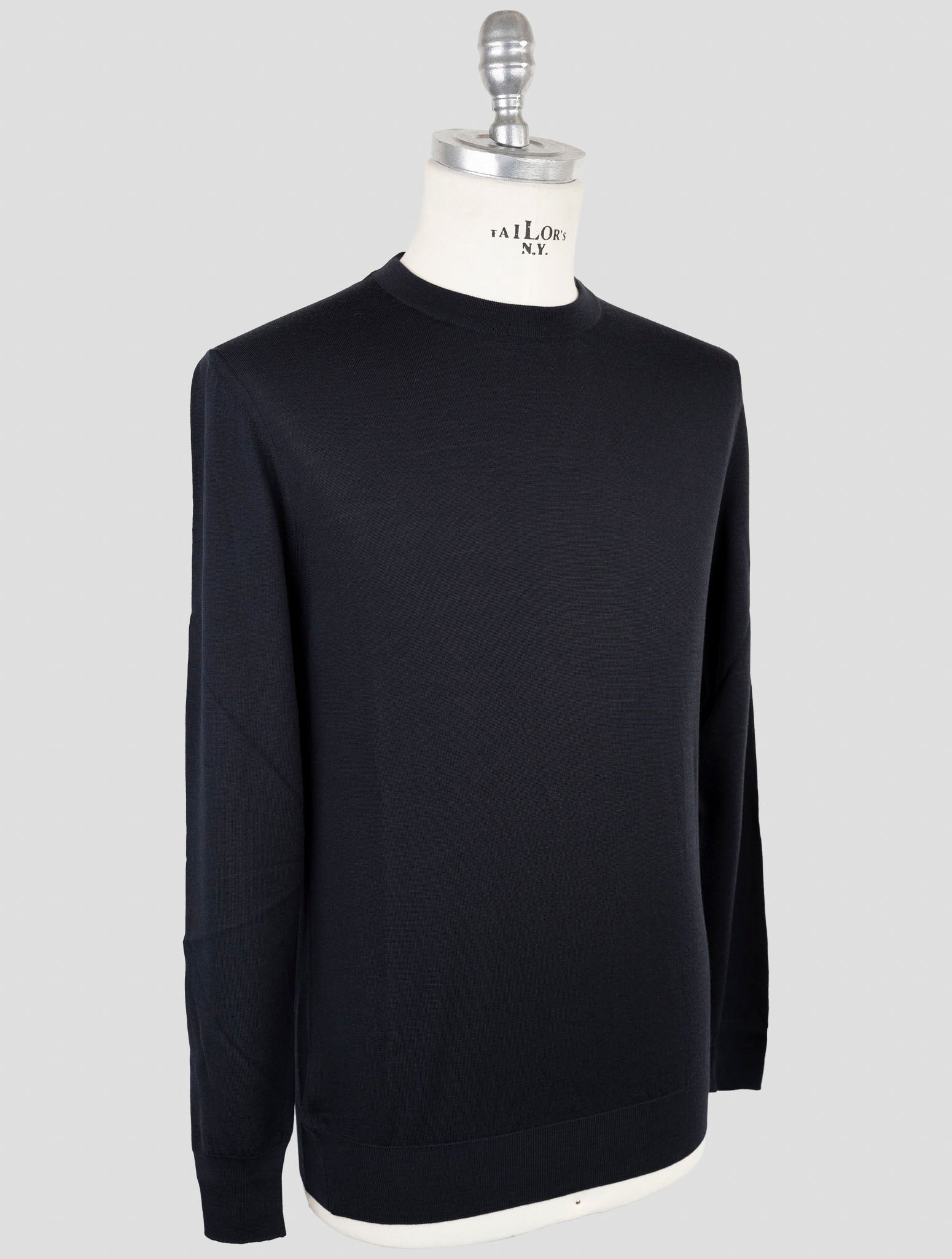 Kiton Dark Blue Wool Sweater Crewneck