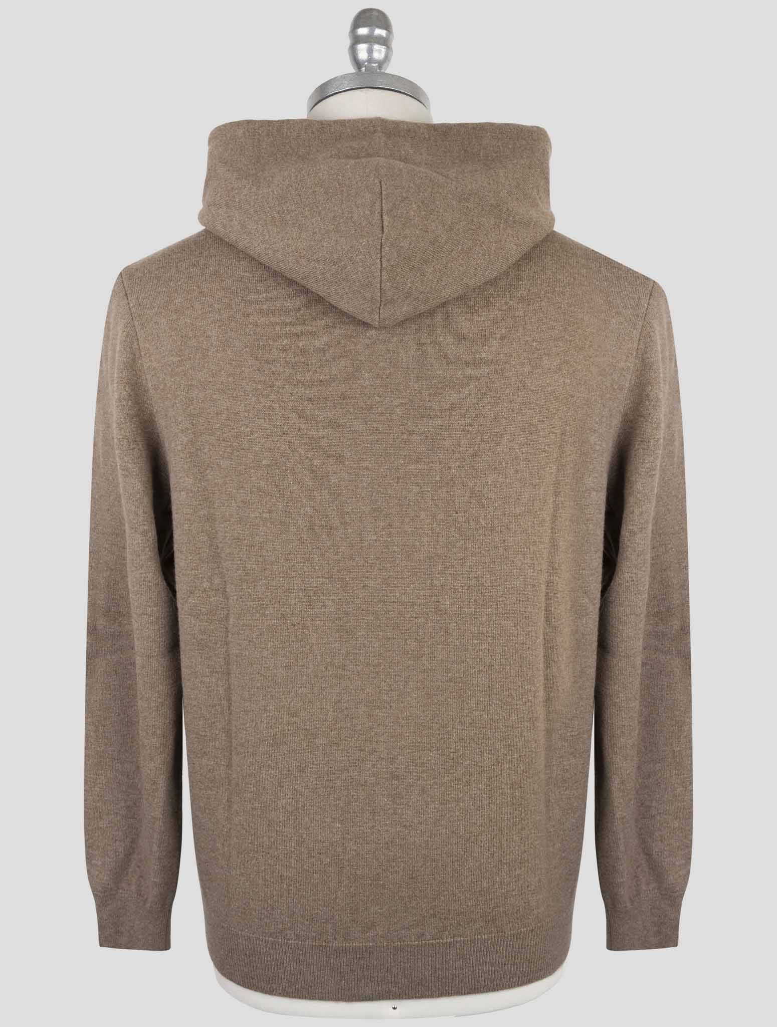 Kiton Brown Cashmere Leather Suede Sweater Full Zip Hoodie