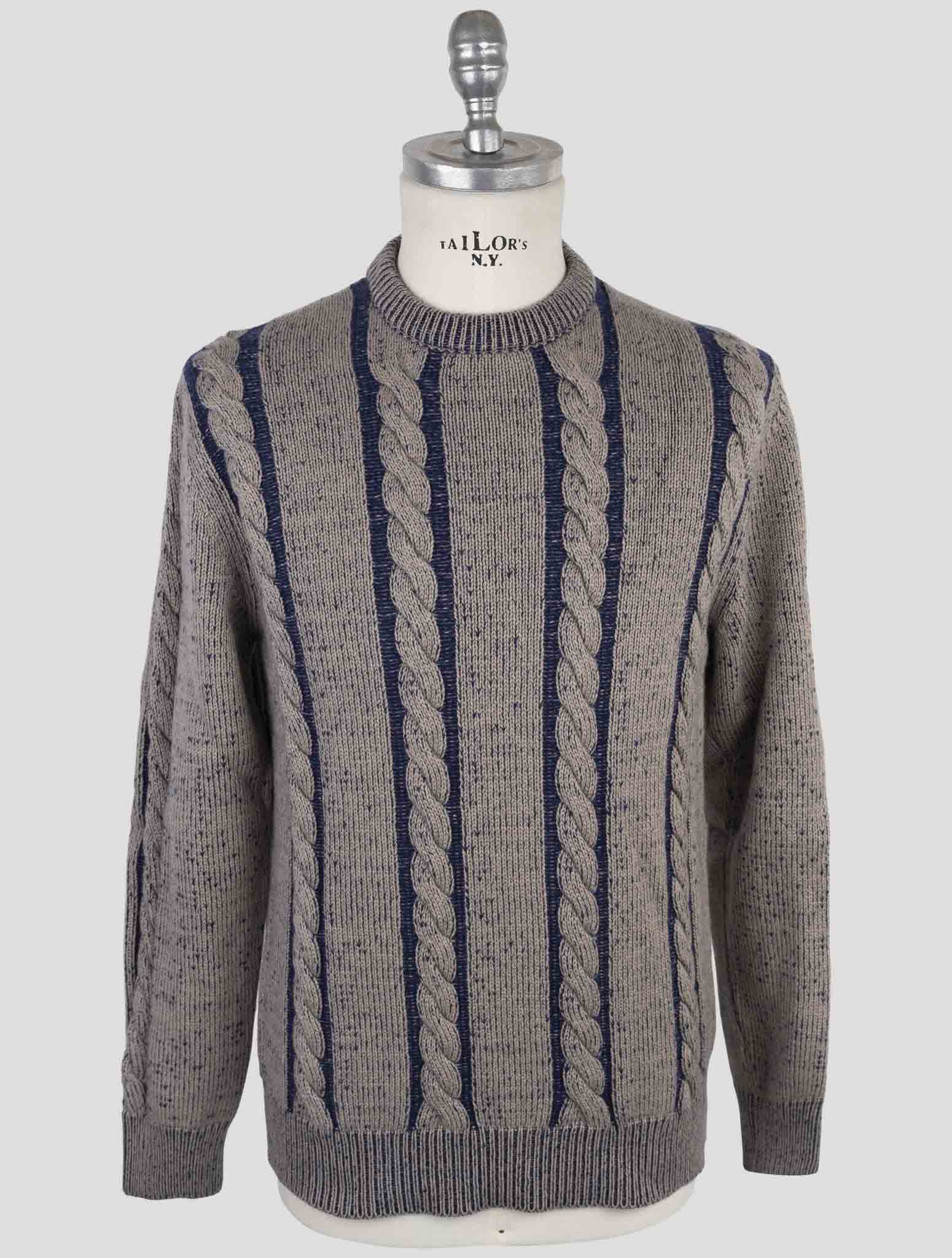 Kiton Gray Blue Cashmere Sweater Crewneck