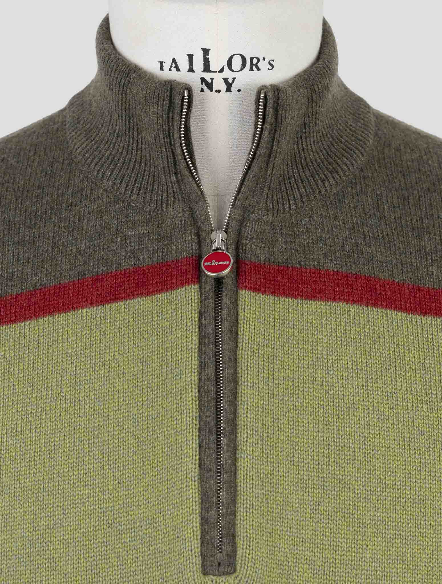 Kiton Multicolor Cashmere Sweater Half Zip