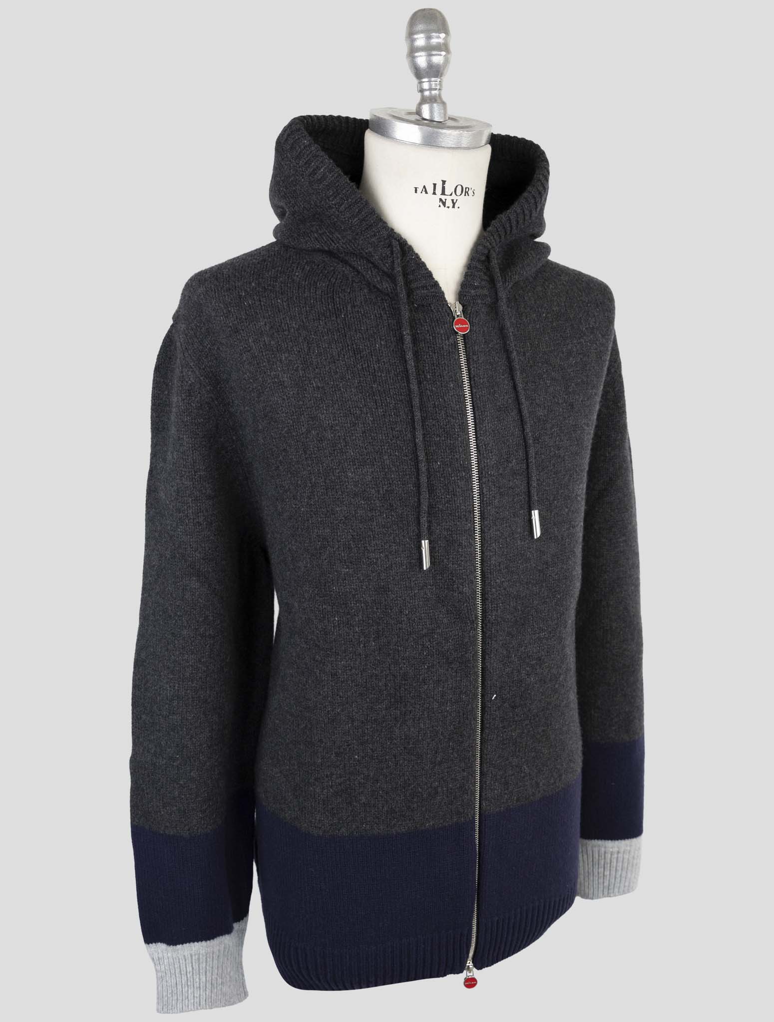 Kiton Multicolor Wool Sweater Full Zip Hoodie