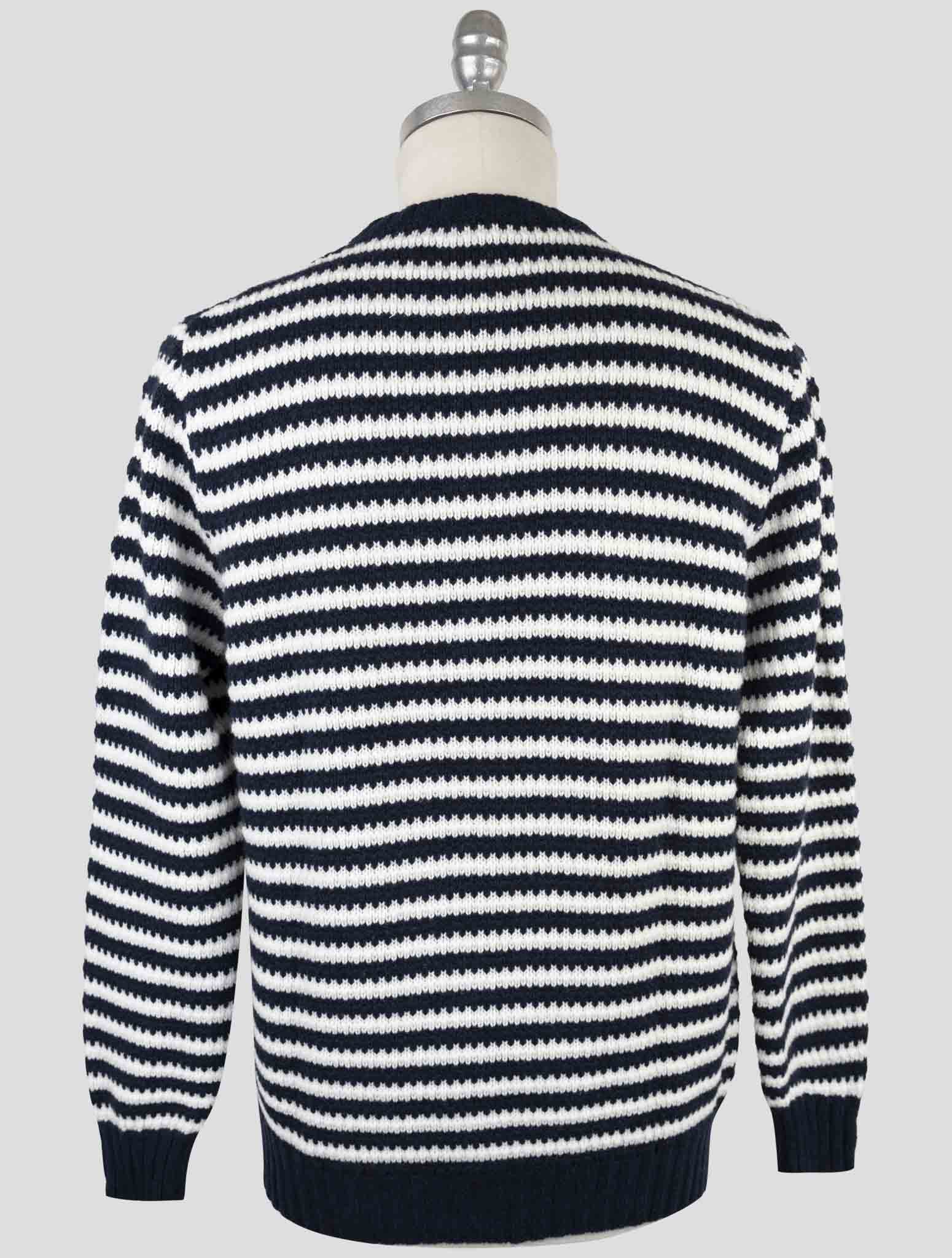 Kiton Blue White Cashmere Sweater Crewneck