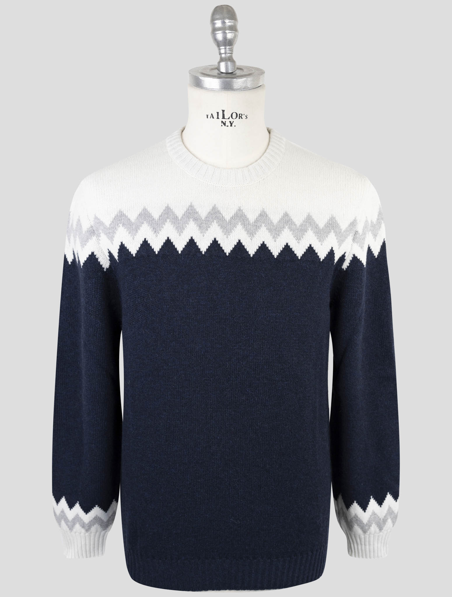Kiton Blue Gray Cashmere Sweater Crewneck