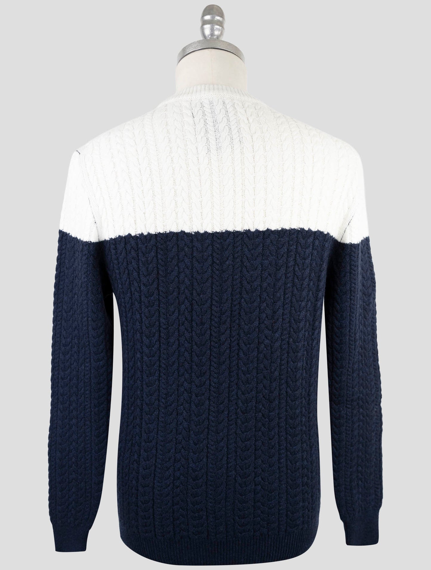 Kiton Blue White Cashmere Sweater Crewneck