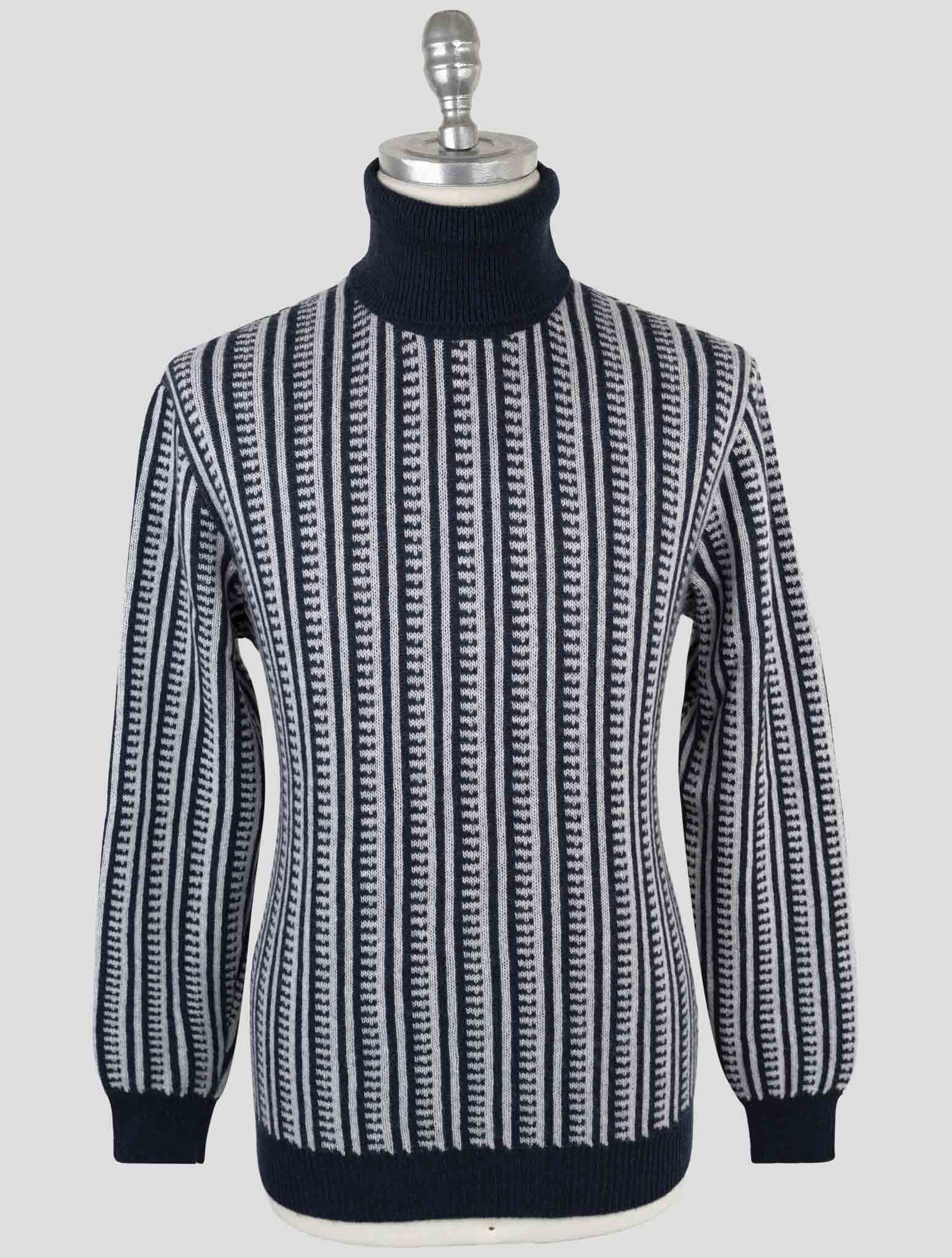 Kiton Blue Gray Cashmere Sweater Turtleneck
