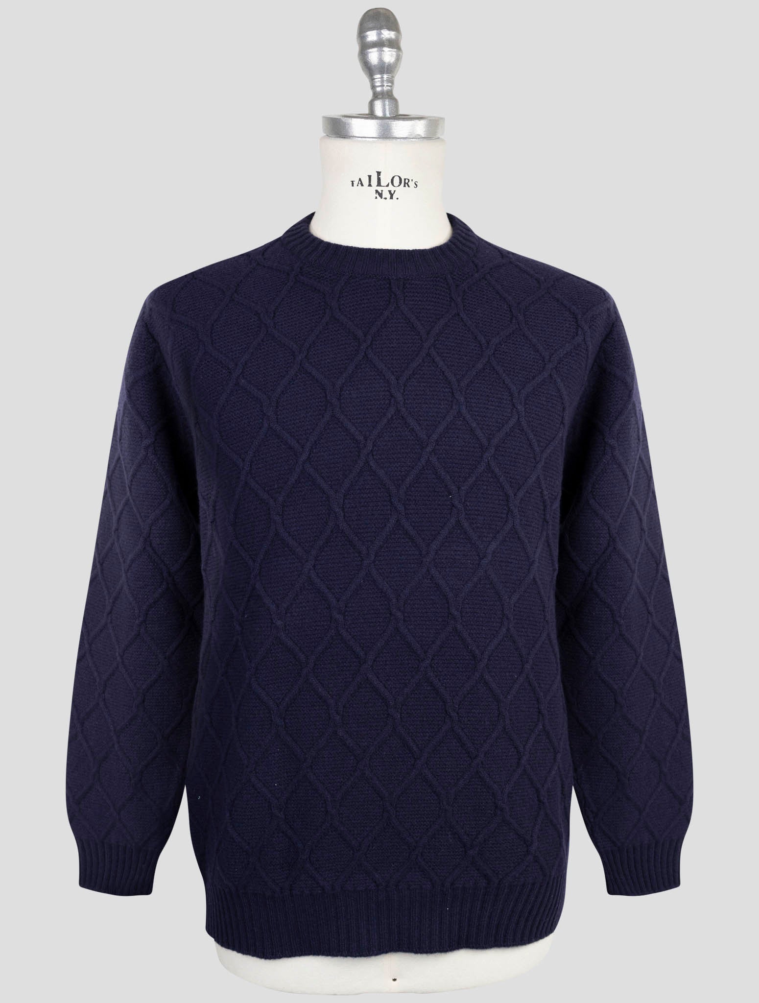 Kiton Blue Wool Sweater Crewneck