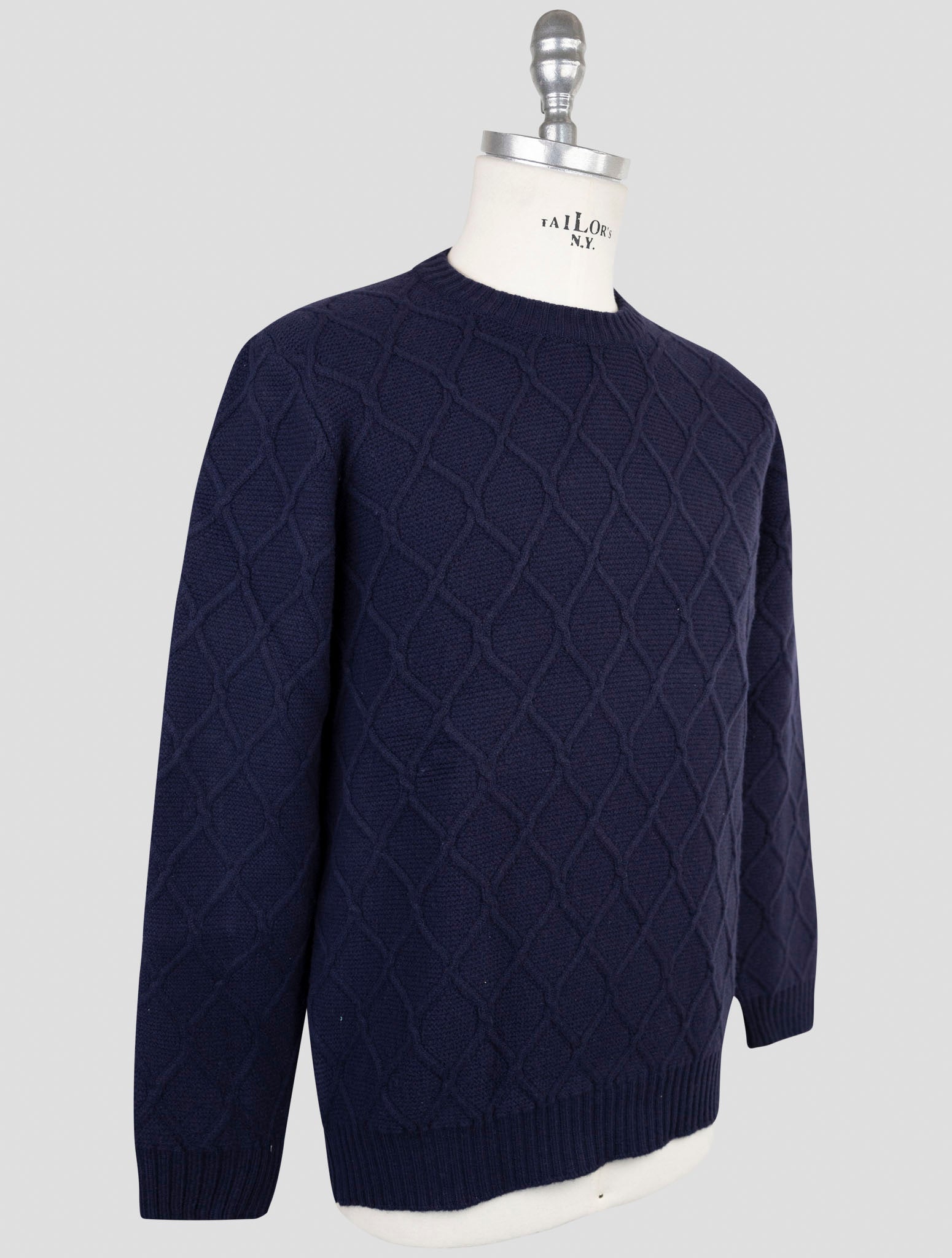 Kiton Blue Wool Sweater Crewneck