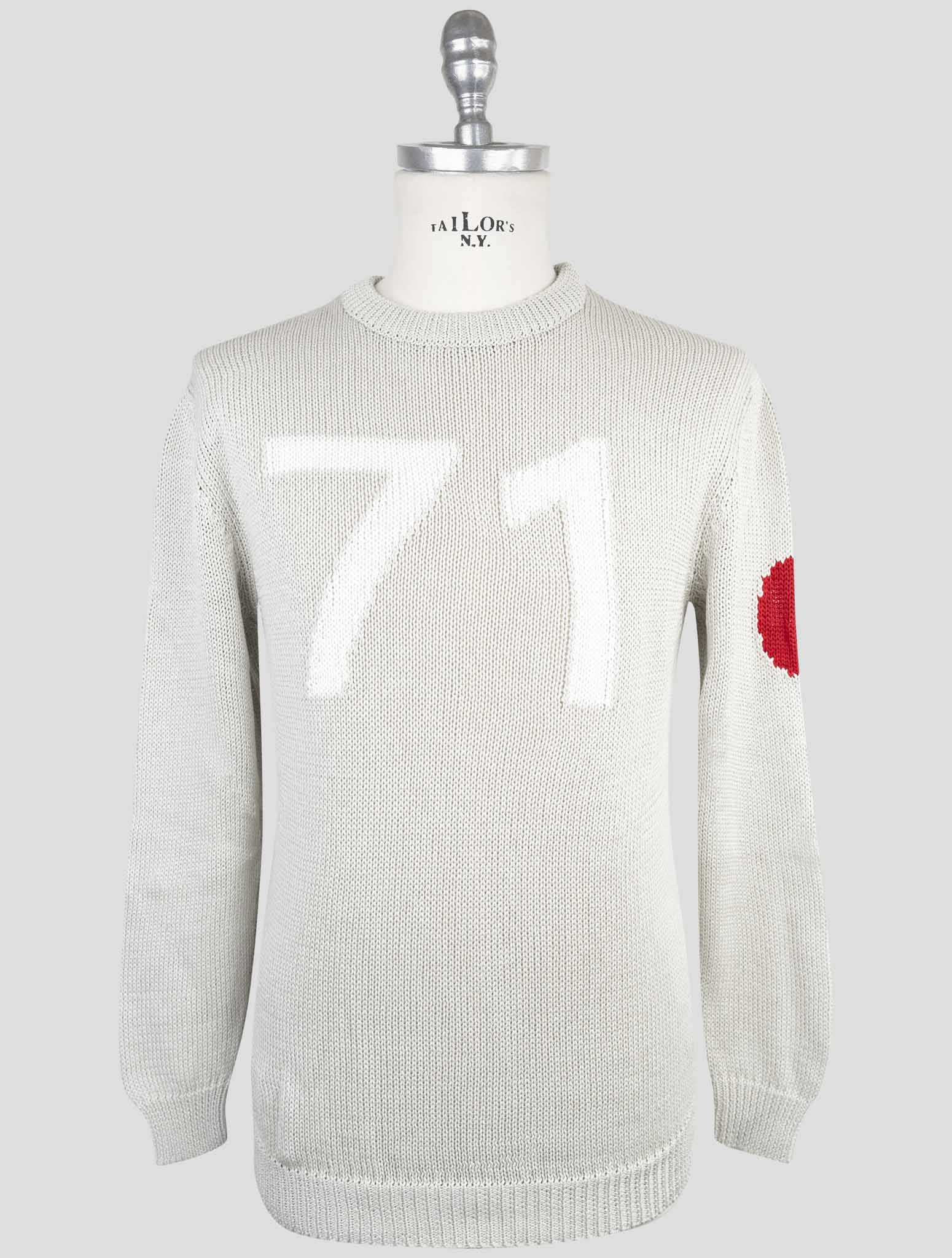 Kiton Gray Cotton Sweater Crewneck