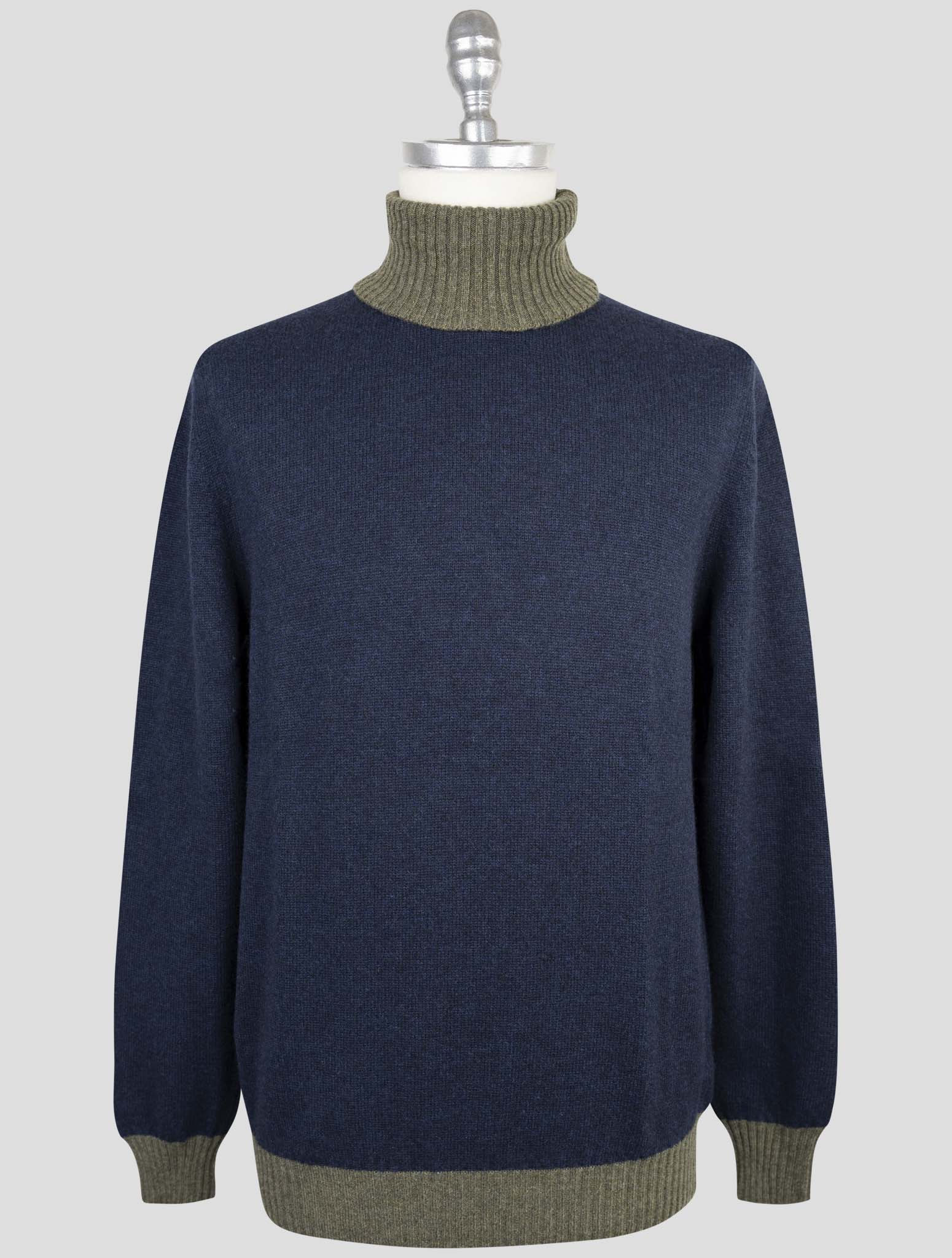 Kiton Blue Green Cashmere Sweater Turtleneck