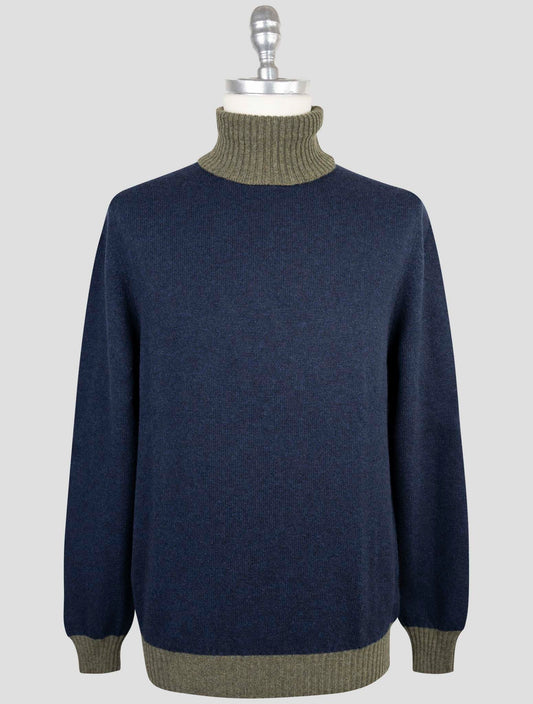 Kiton Blue Green Cashmere Sweater Turtleneck