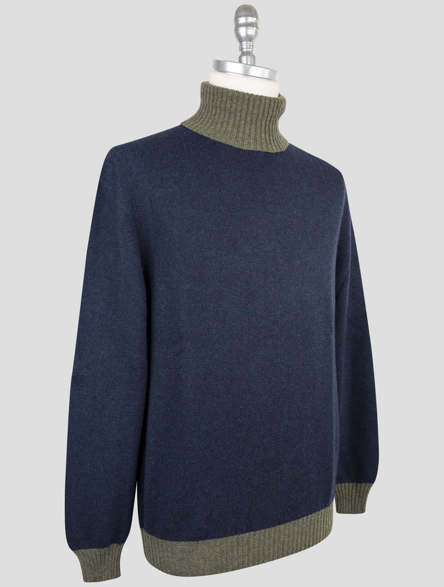 Kiton Blue Green Cashmere Sweater Turtleneck