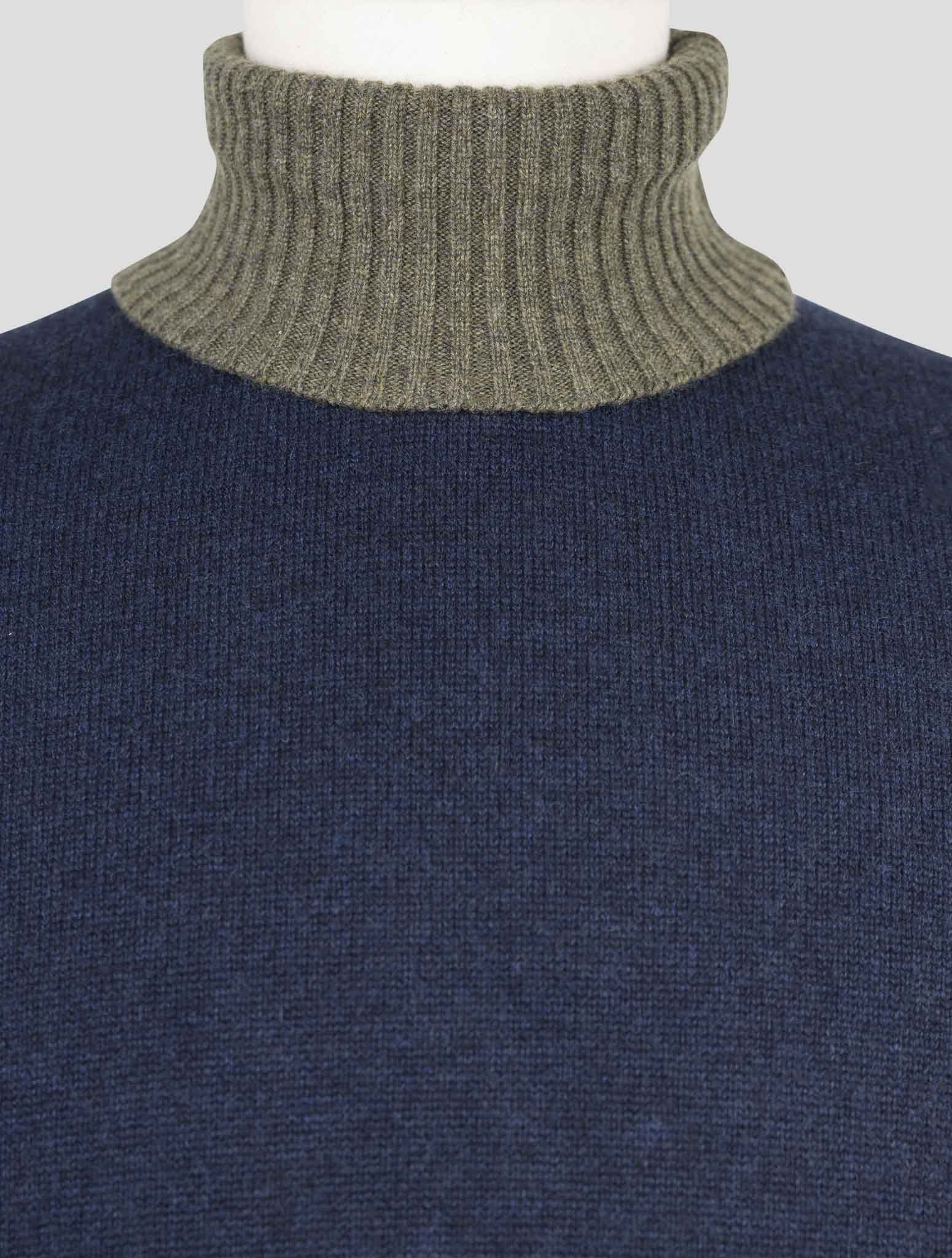 Kiton Blue Green Cashmere Sweater Turtleneck