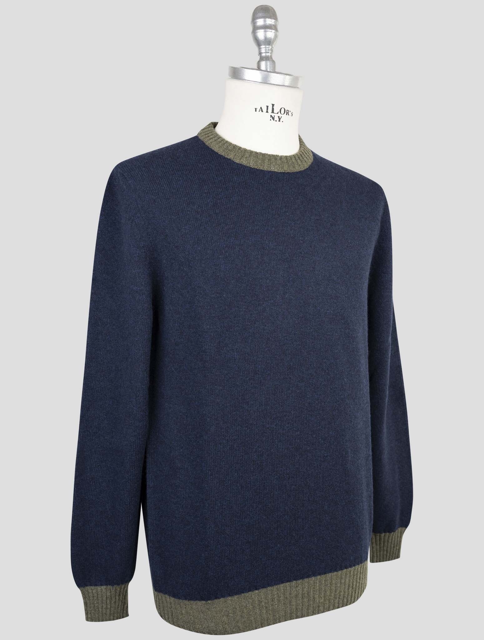 Kiton Blue Green Cashmere Sweater Crewneck