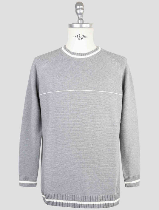 Kiton Gray Cotton Sweater Crewneck