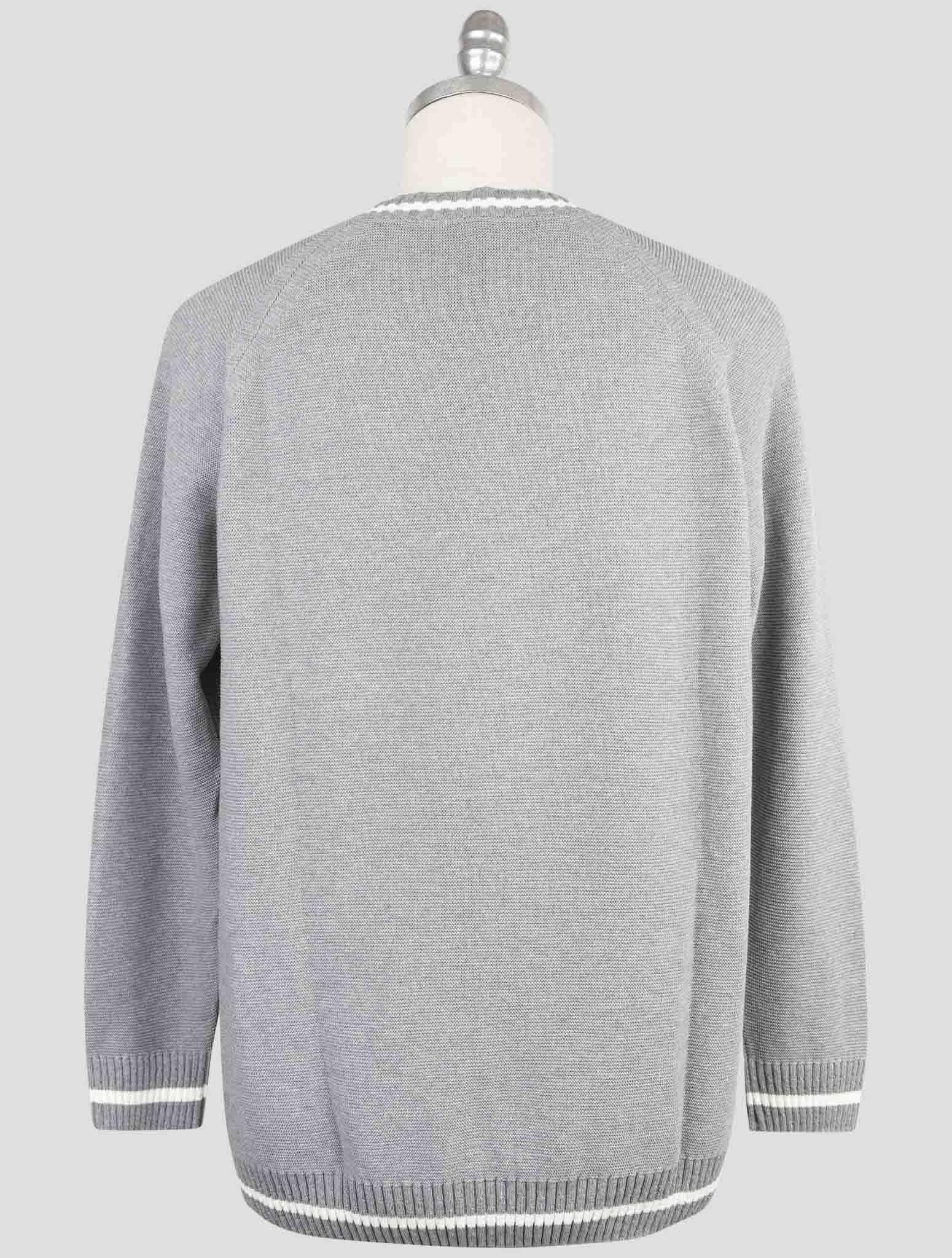 Kiton Gray Cotton Sweater Crewneck