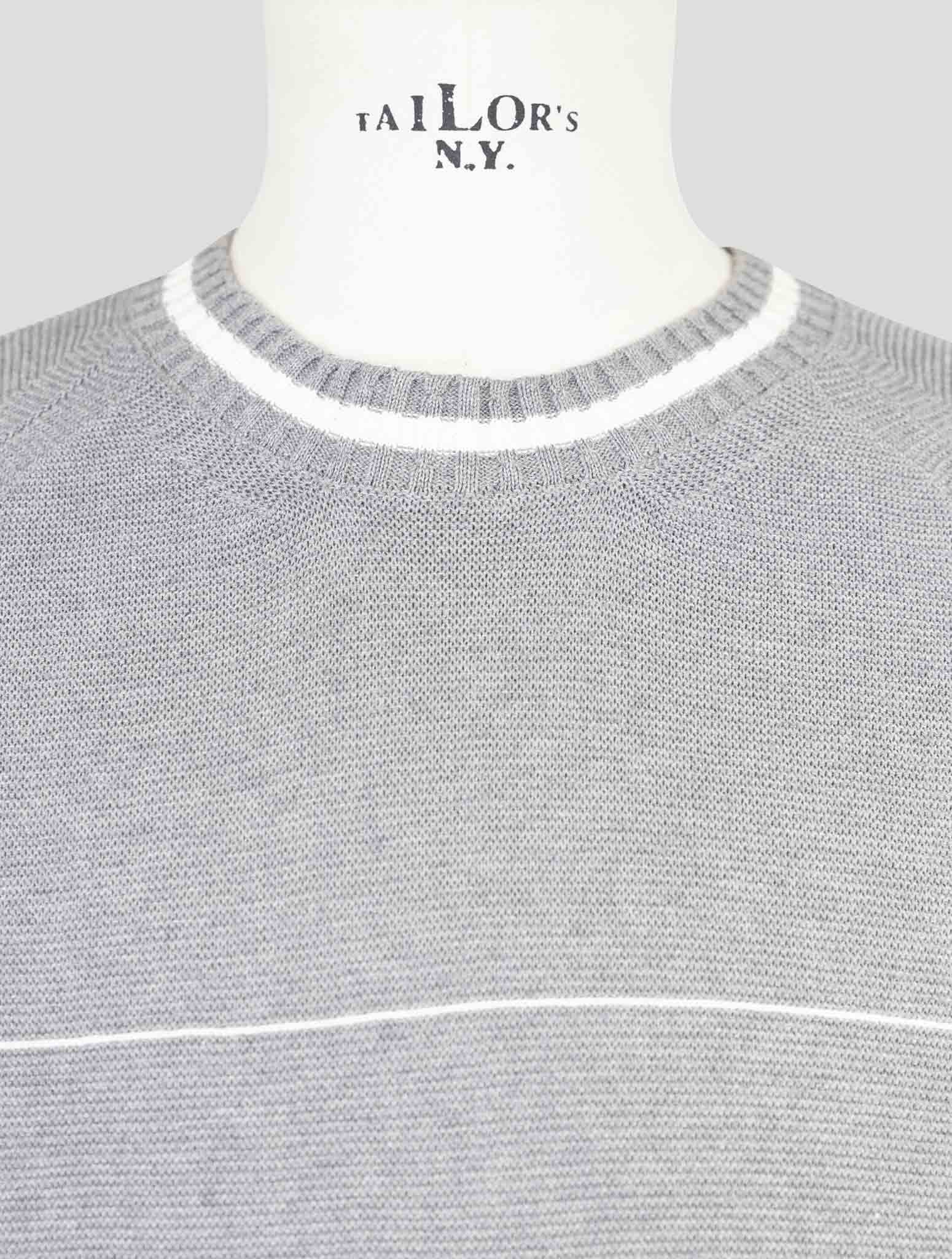Kiton Gray Cotton Sweater Crewneck