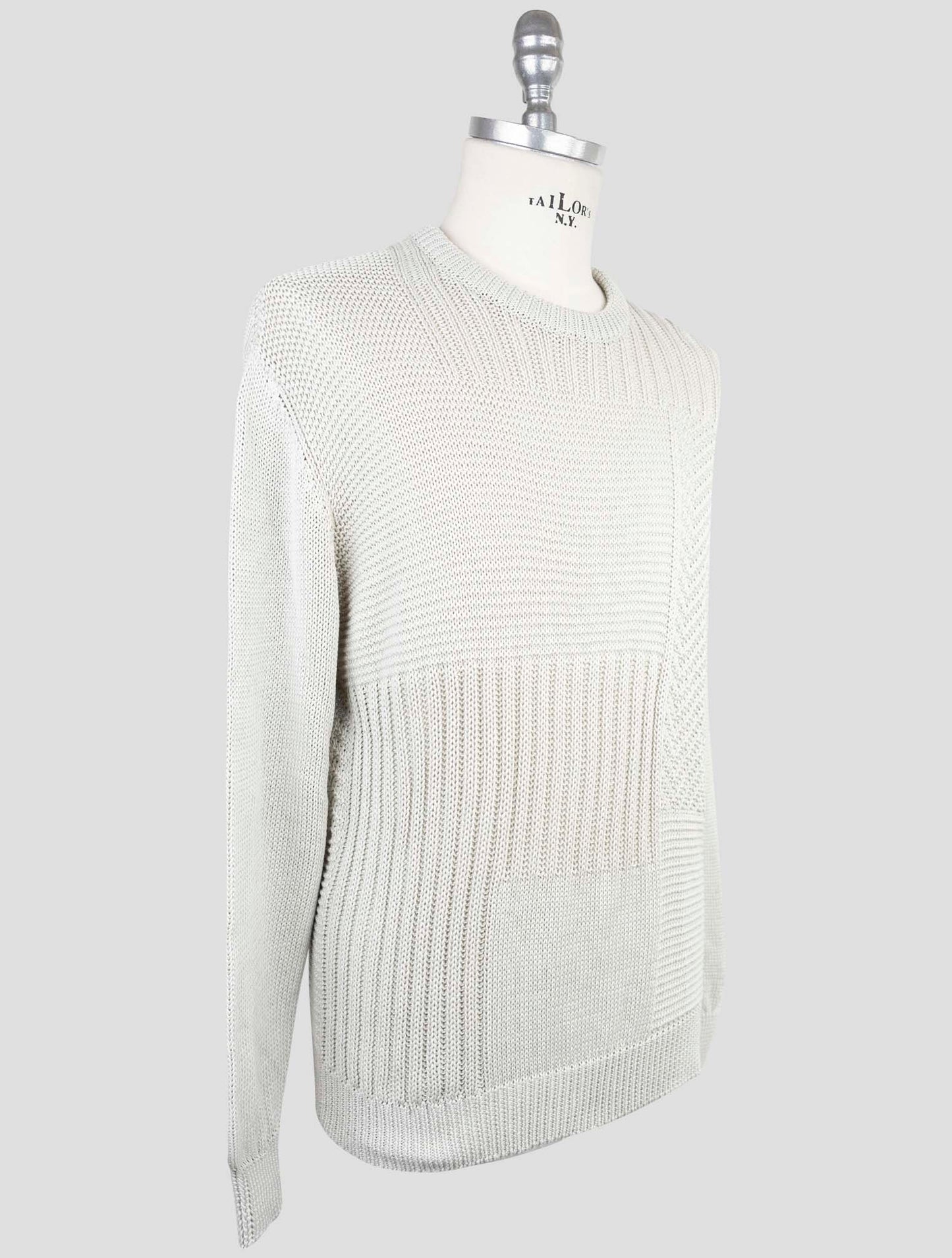 Kiton Gray Cotton Sweater Crewneck