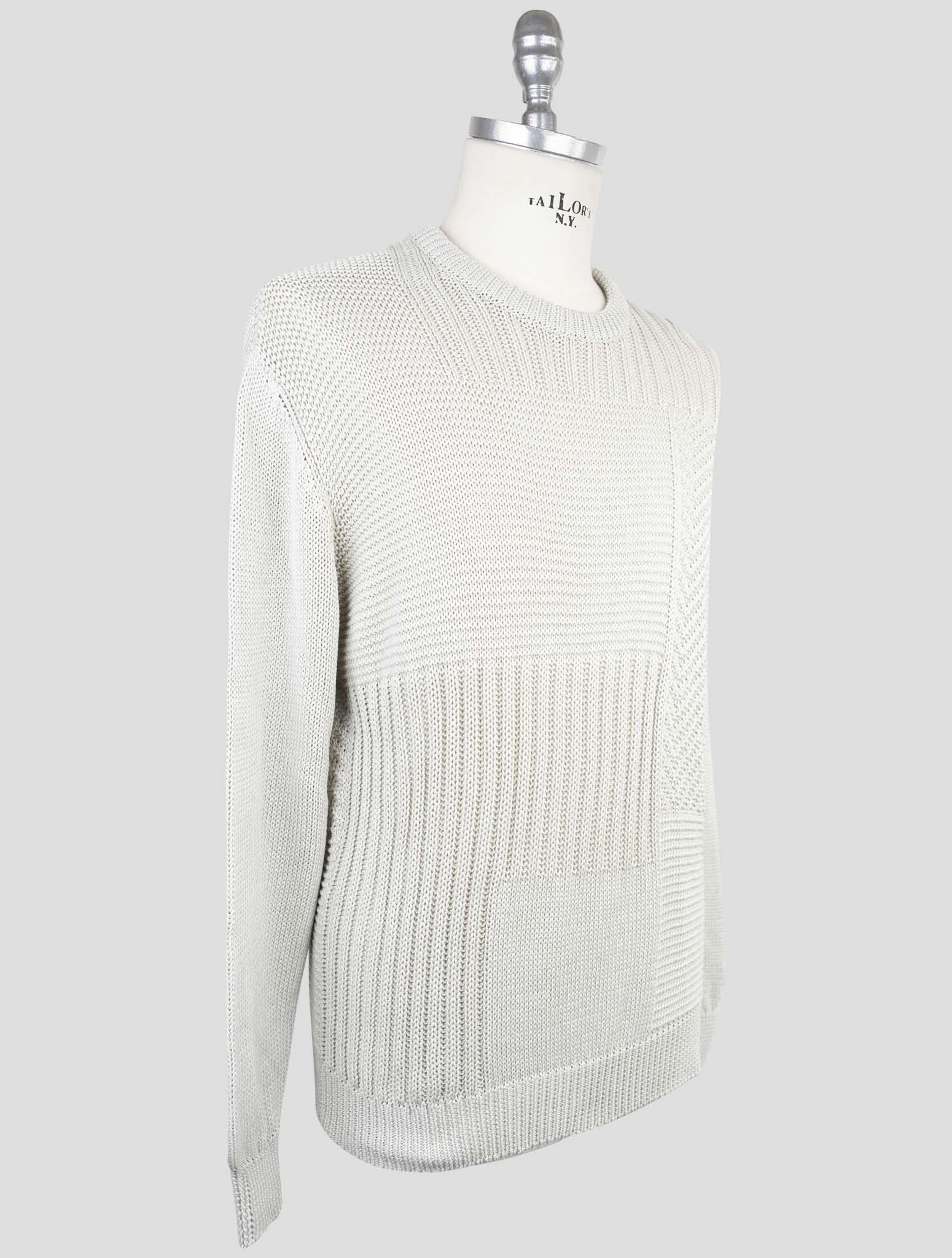 Kiton Gray Cotton Sweater Crewneck