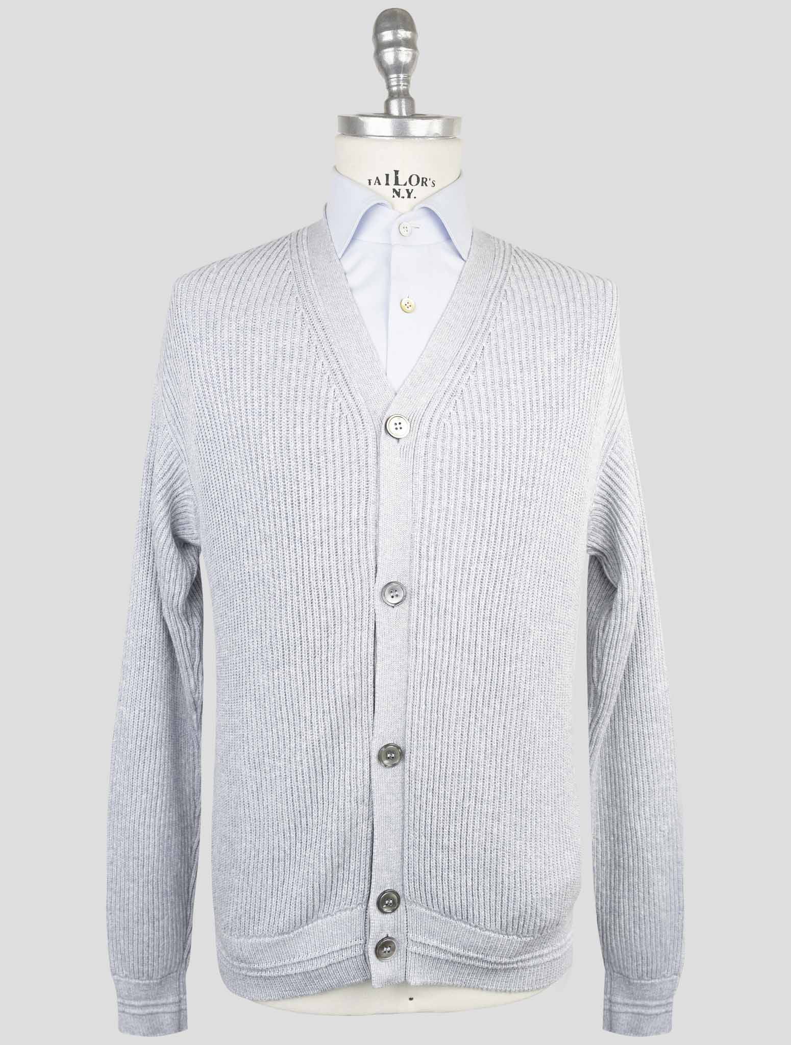 Kiton Gray Cotton Silk Sweater Cardigan
