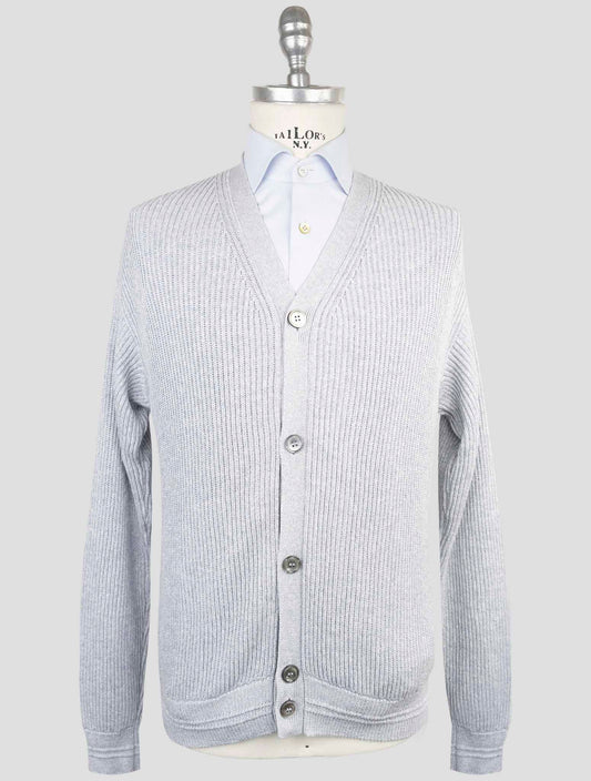 Kiton Gray Cotton Silk Sweater Cardigan