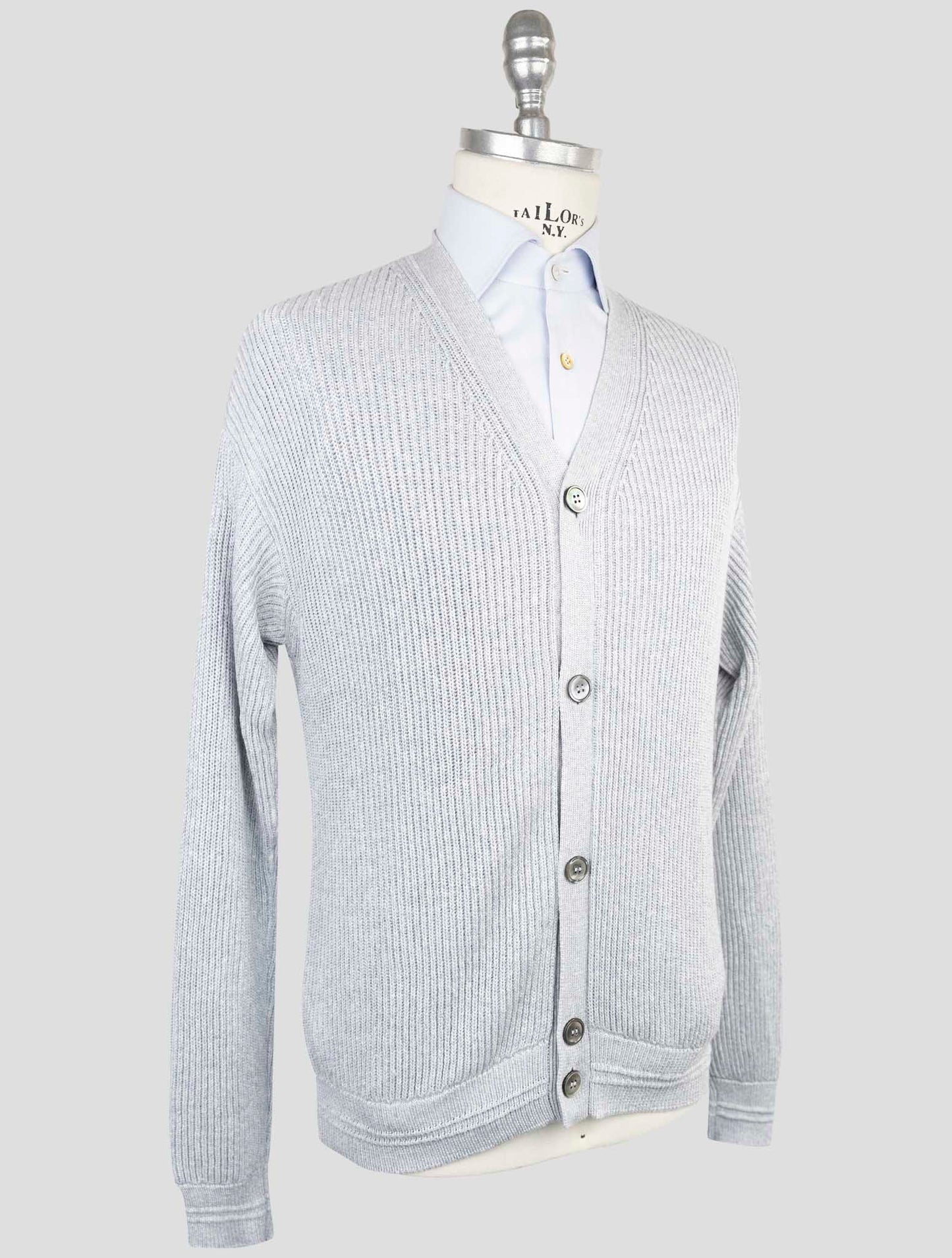 Kiton Gray Cotton Silk Sweater Cardigan