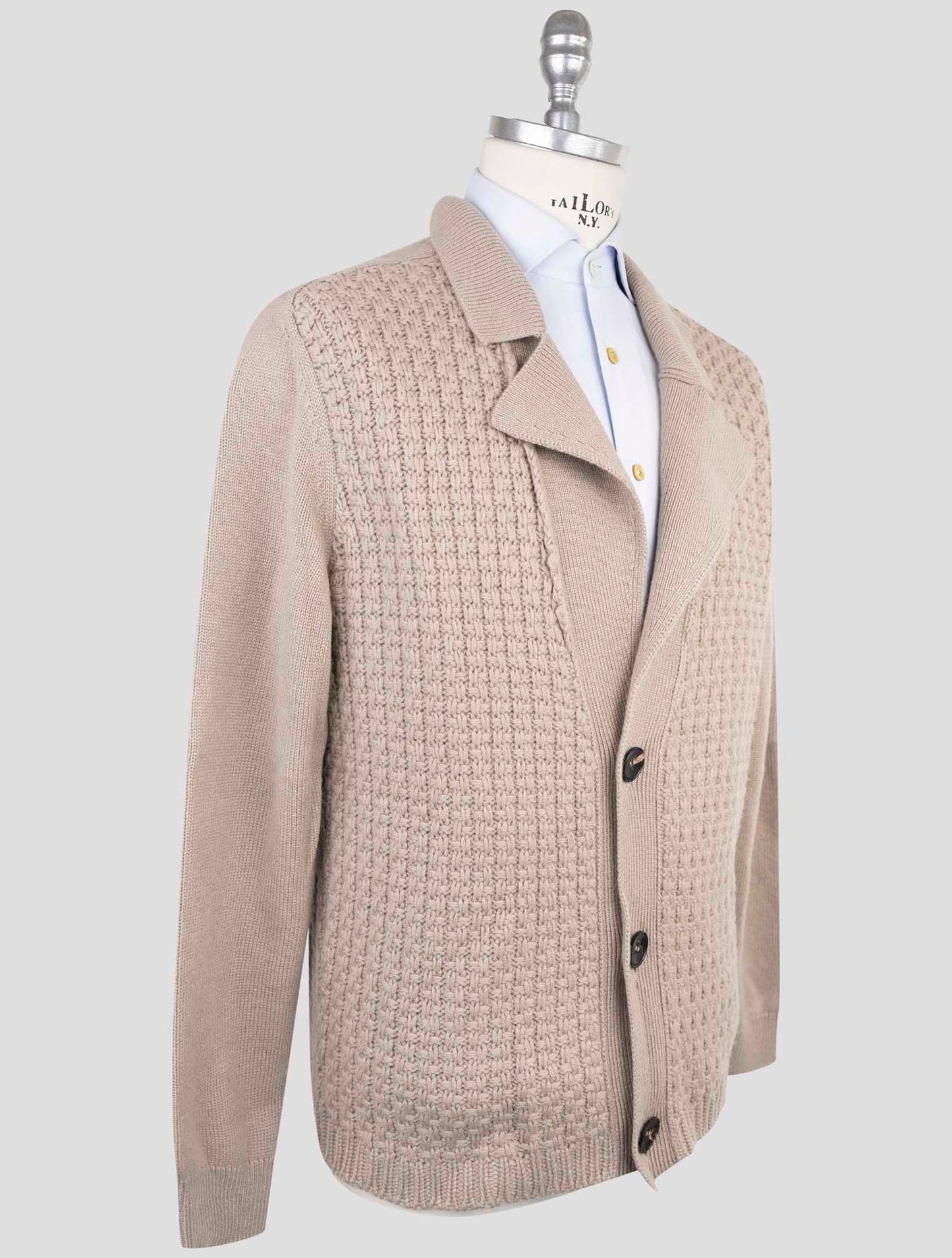 Kiton Beige Cashmere Sweater Cardigan