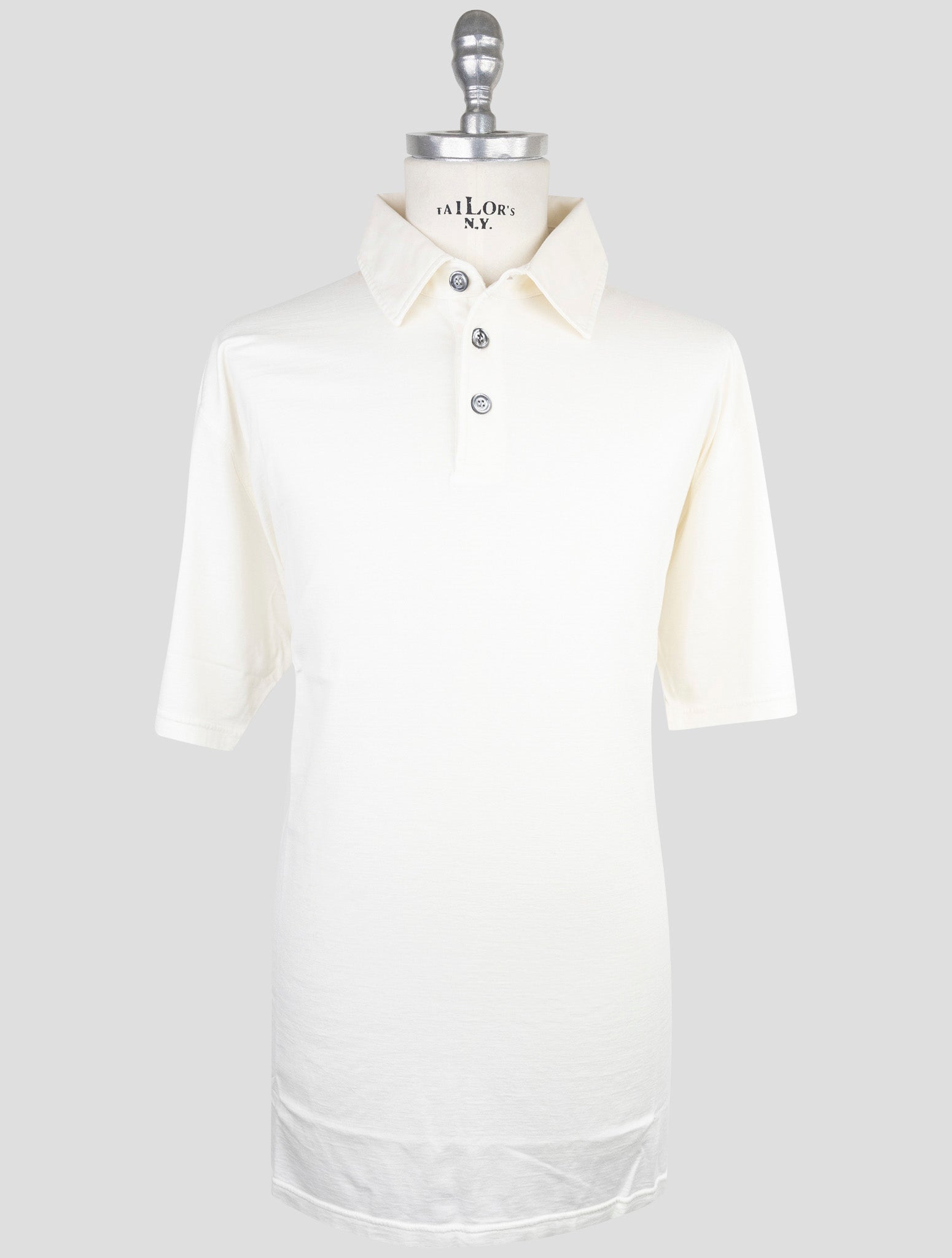 Kiton White Silk Cotton Polo