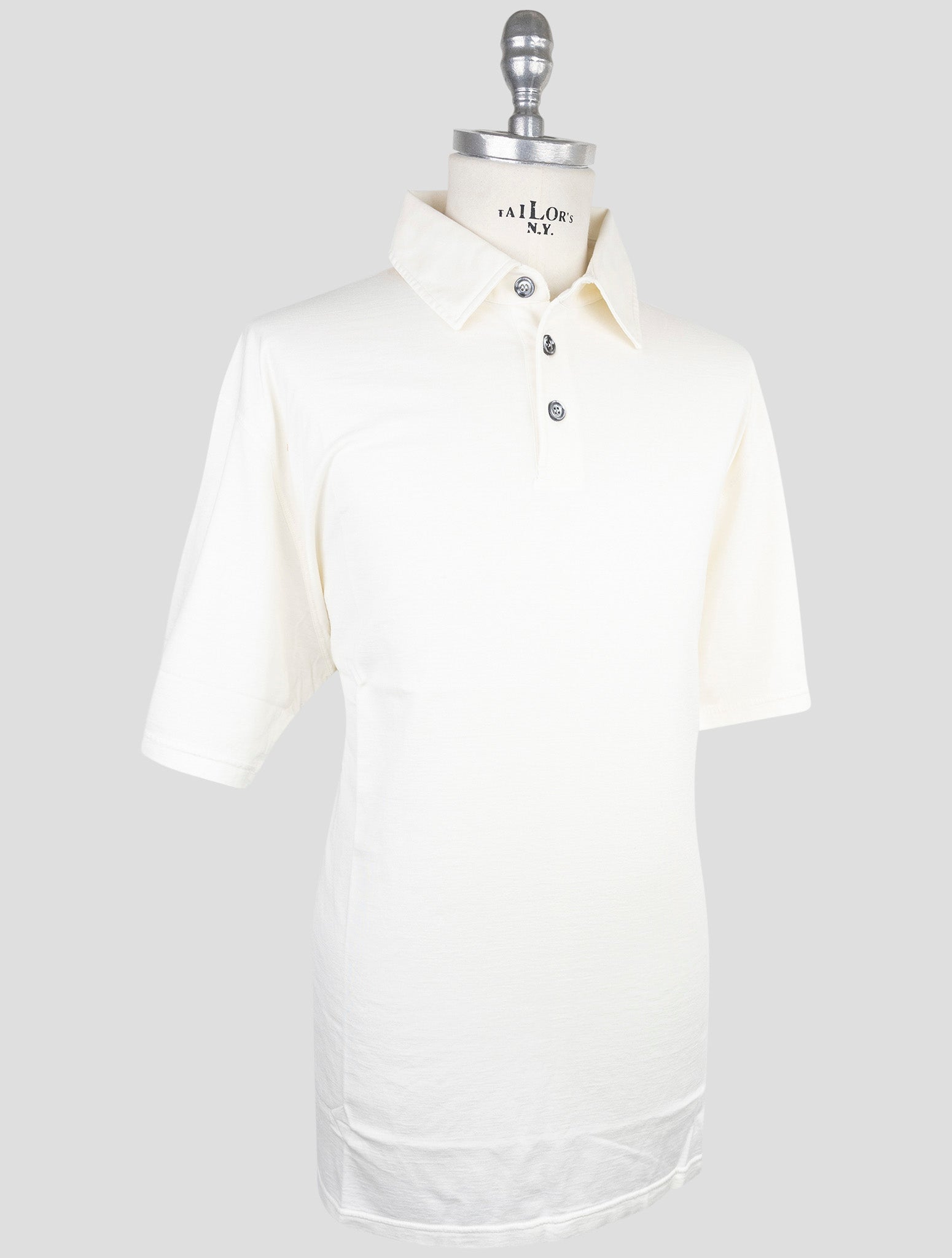 Kiton White Silk Cotton Polo