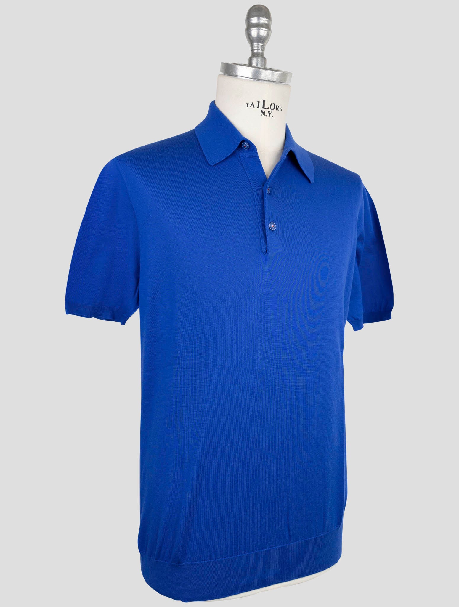 Kiton Blue Cotton Polo