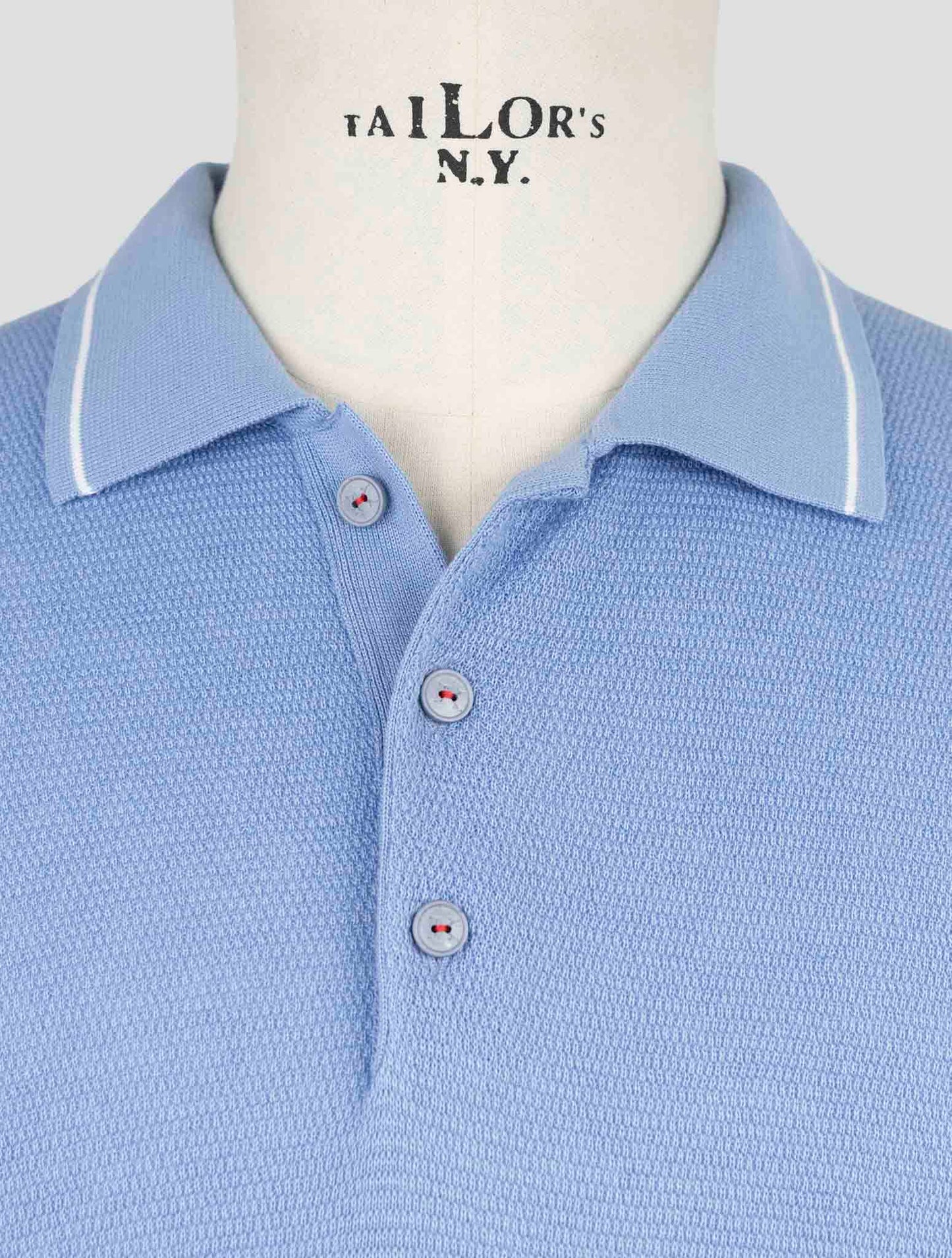 Kiton Light Blue Cotton Polo