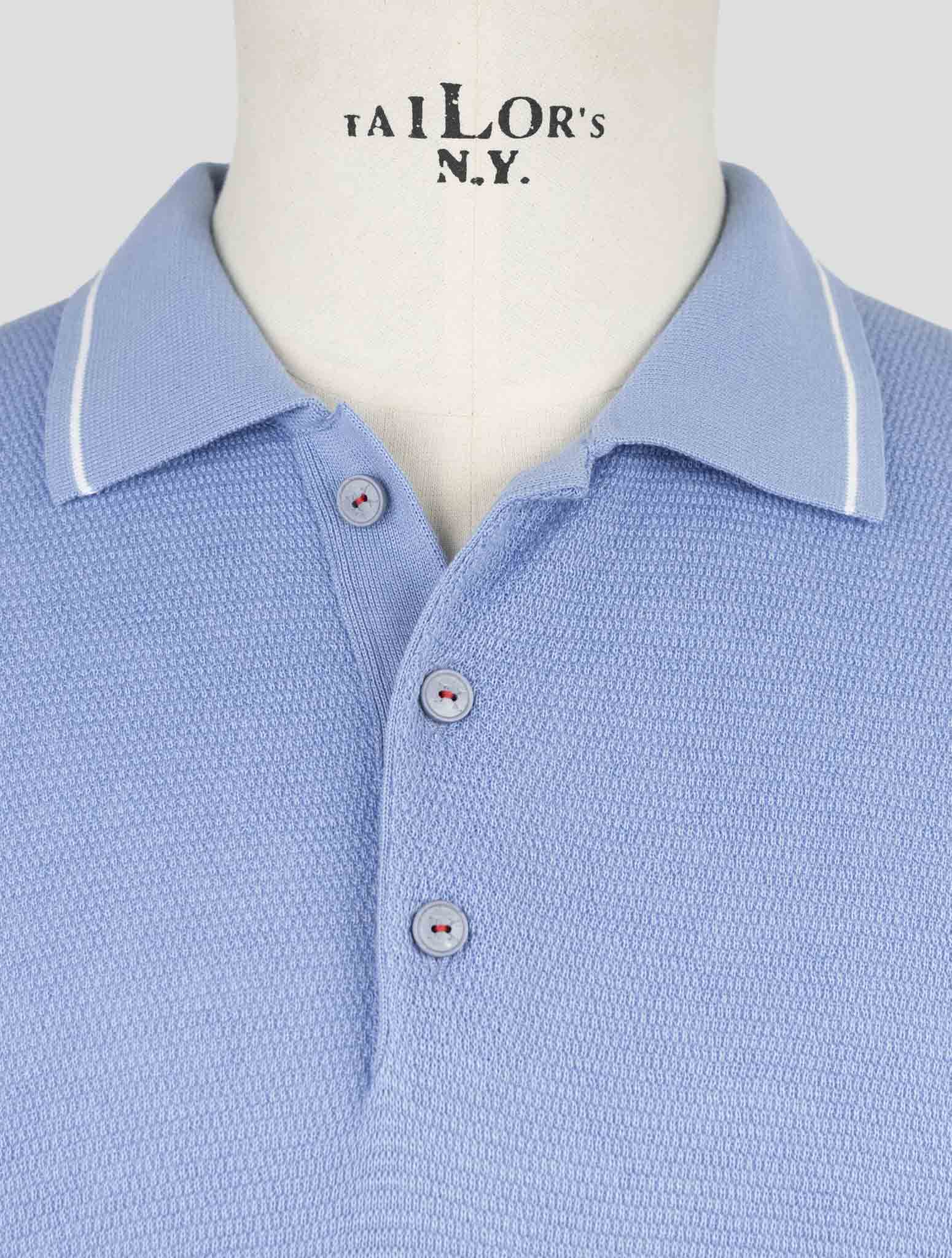Kiton Light Blue Cotton Polo