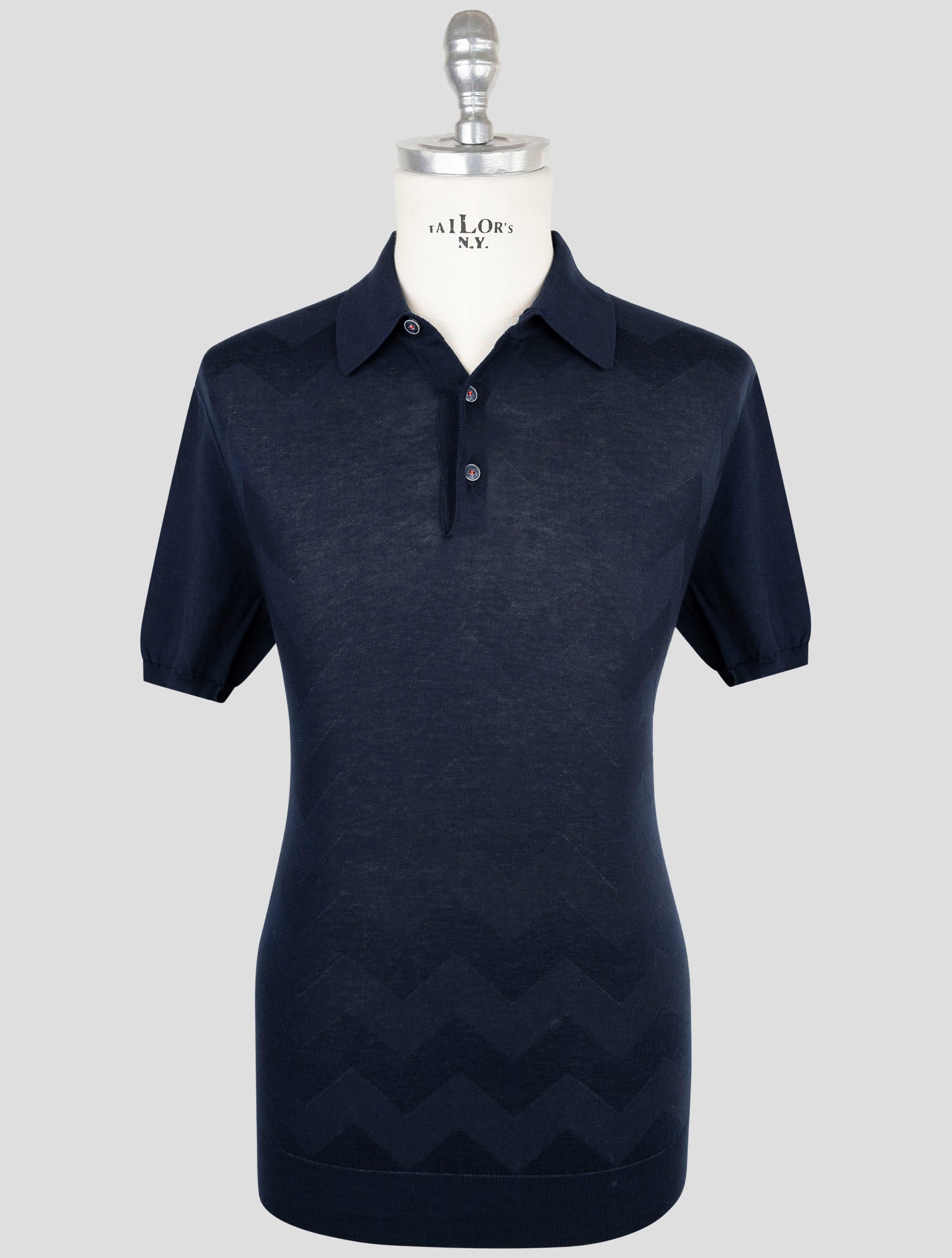 Kiton Blue Cotton Polo