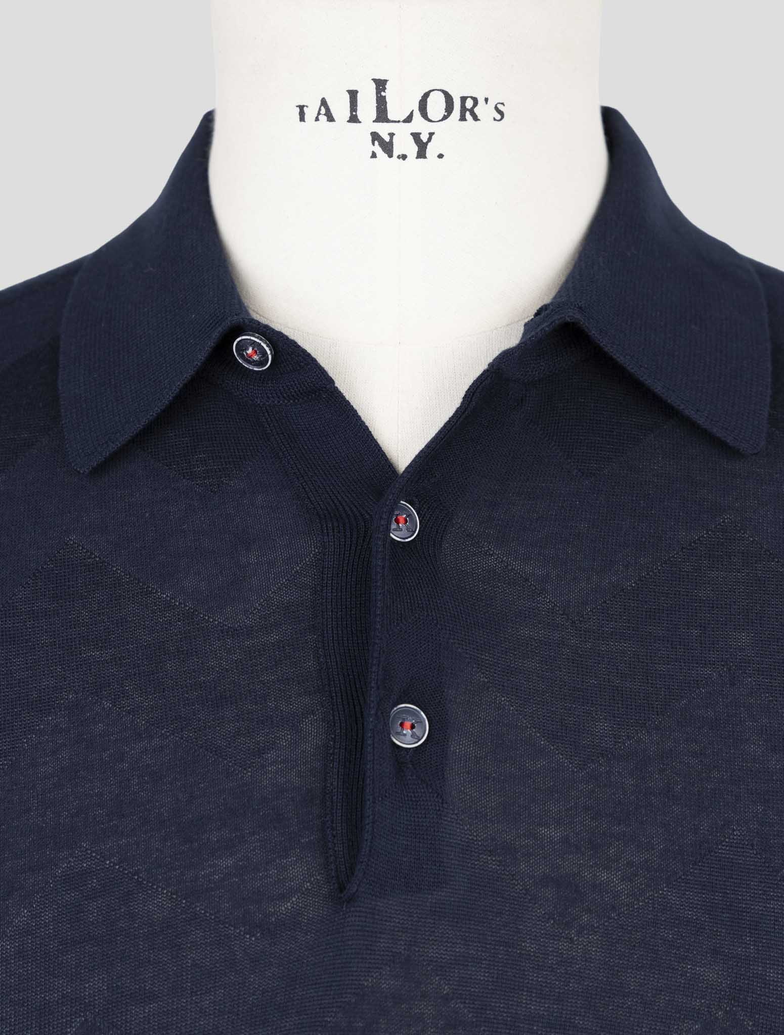 Kiton Blue Cotton Polo