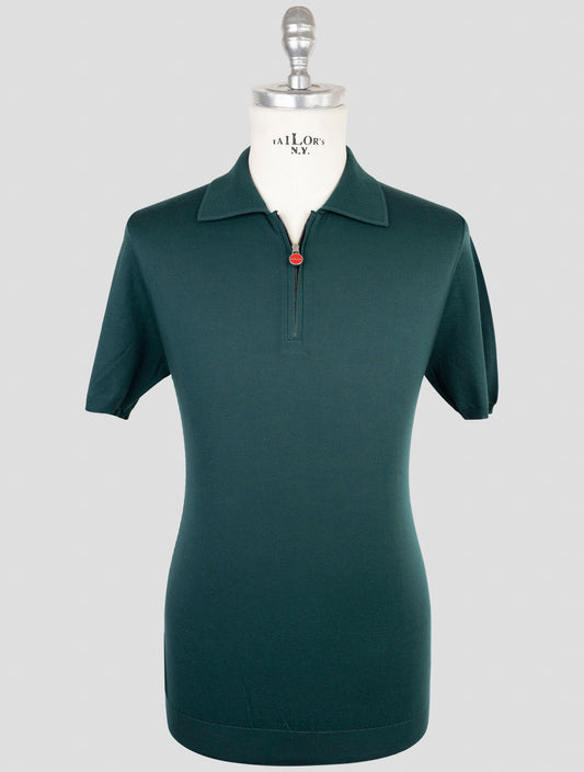 Kiton Green Cotton Polo Half Zip