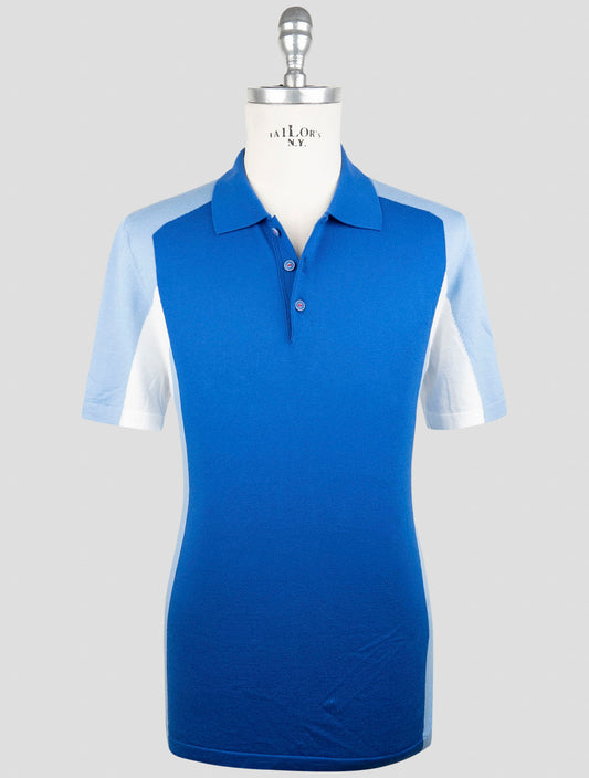 Kiton Blue White Cotton Polo