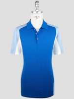 Kiton Blue White Cotton Polo