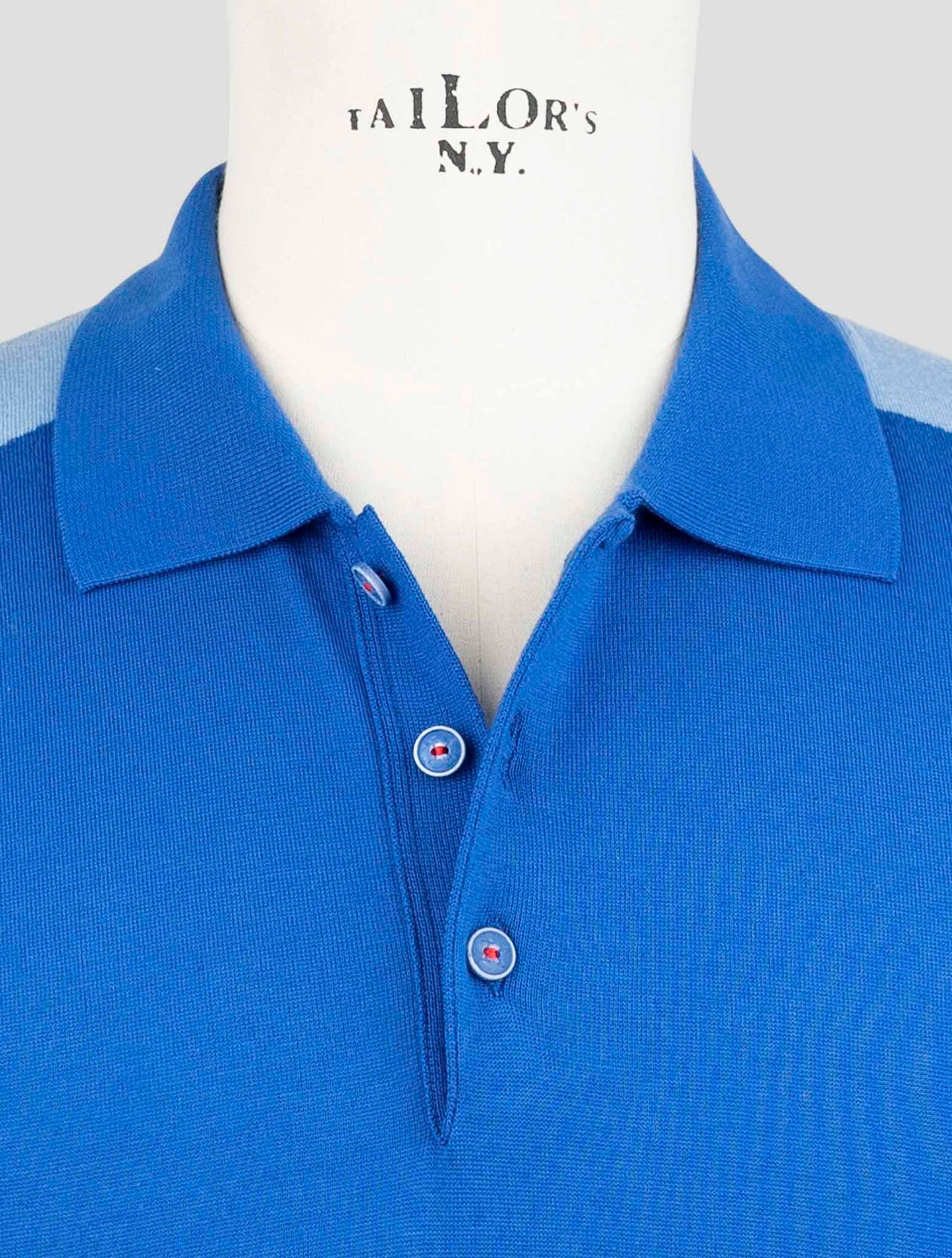 Kiton Blue White Cotton Polo