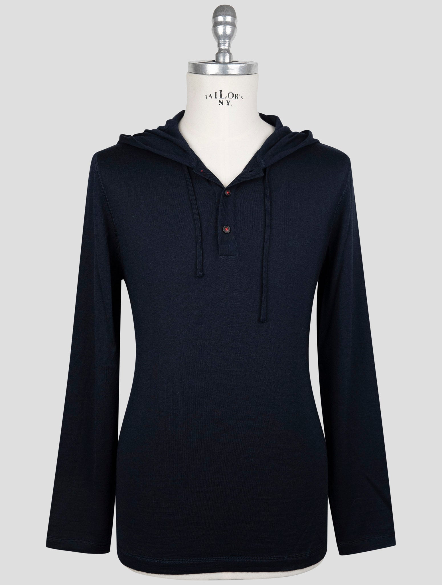 Kiton Blue Cashmere Silk Sweater Hoodie
