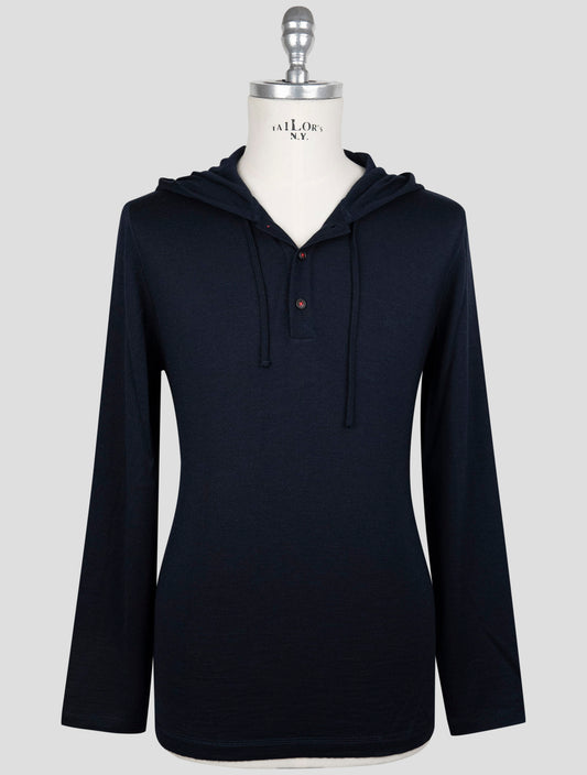 Kiton Blue Cashmere Silk Sweater Hoodie