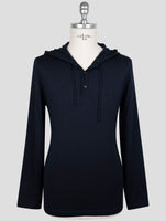 Kiton Blue Cashmere Silk Sweater Hoodie