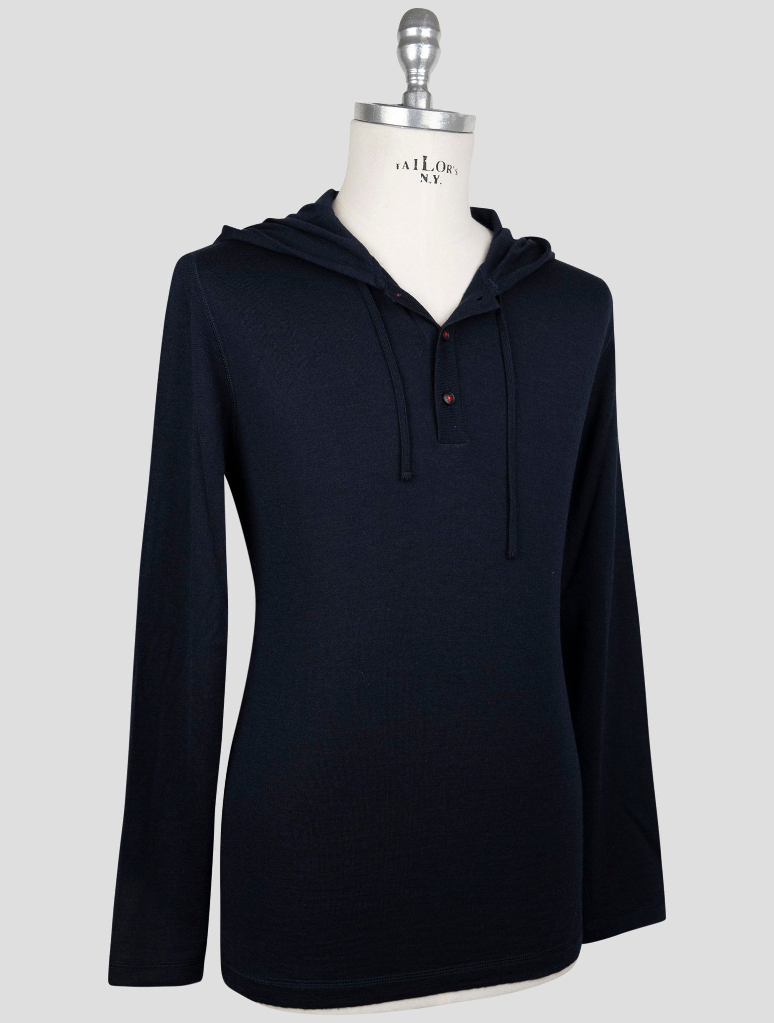 Kiton Blue Cashmere Silk Sweater Hoodie