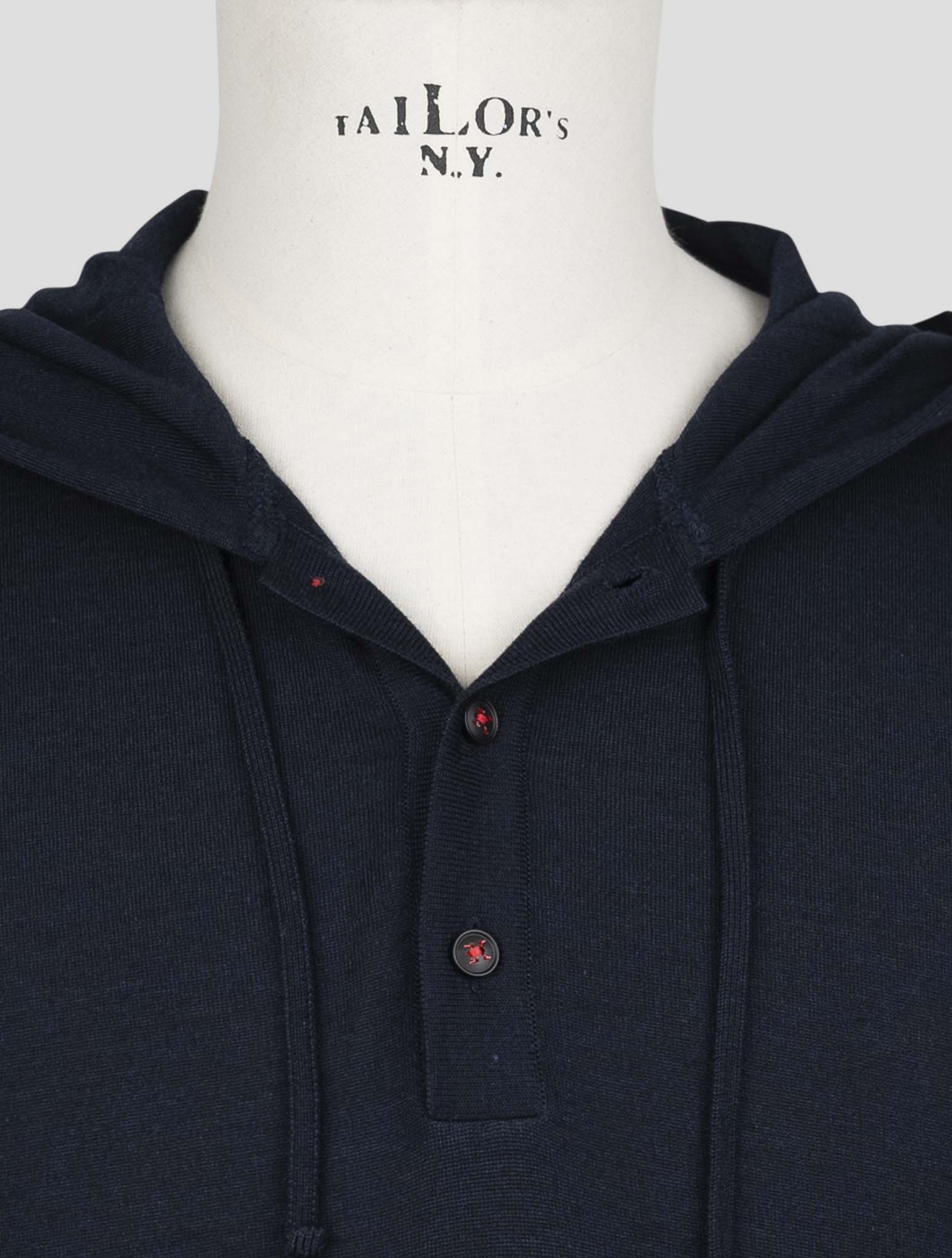 Kiton Blue Cashmere Silk Sweater Hoodie
