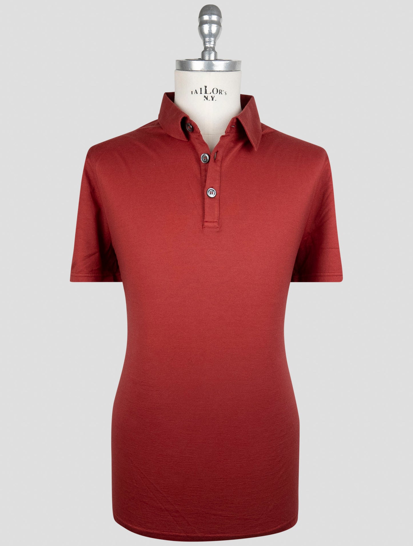 Kiton Burgundy Cotton Cashmere Polo