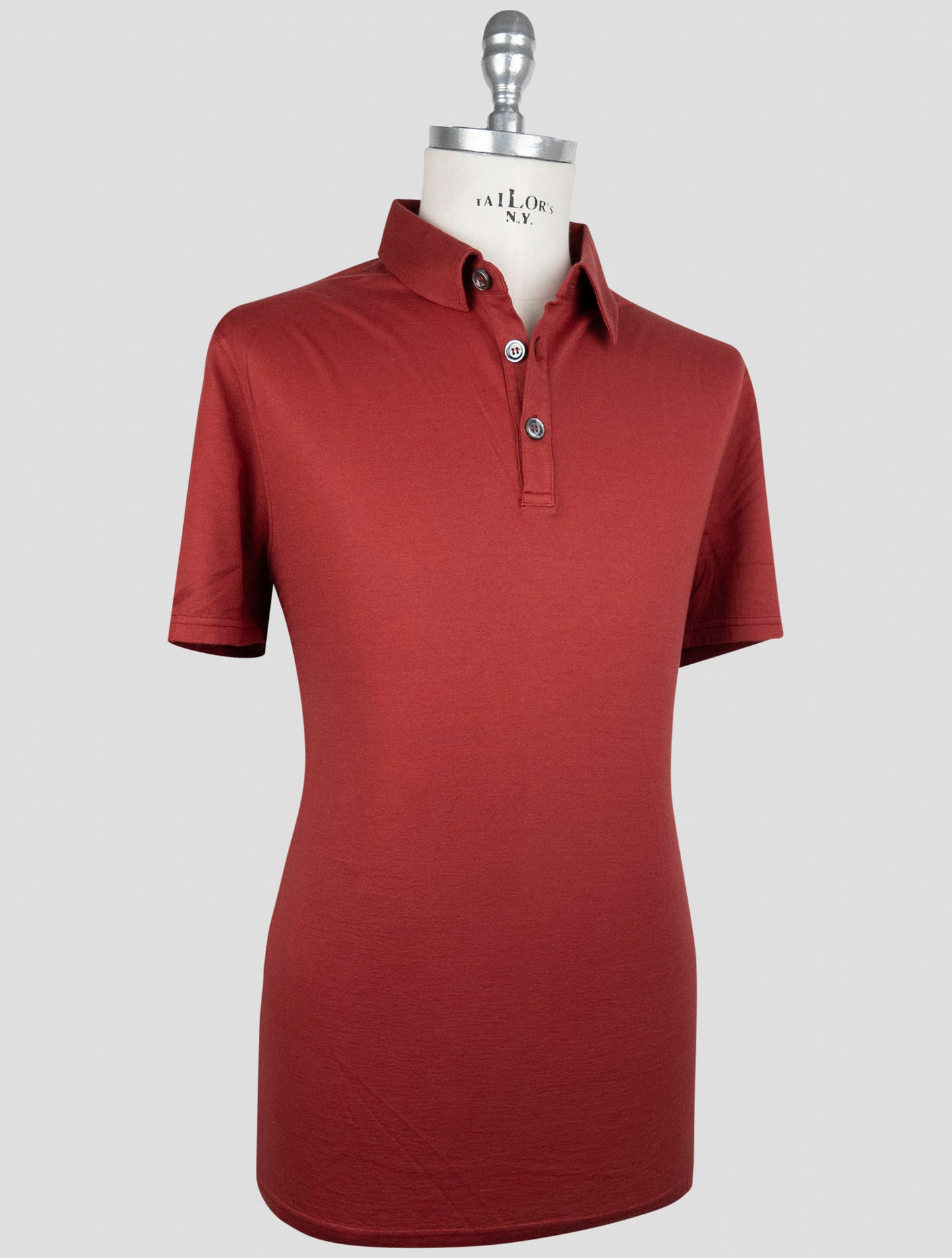 Kiton Burgundy Cotton Cashmere Polo