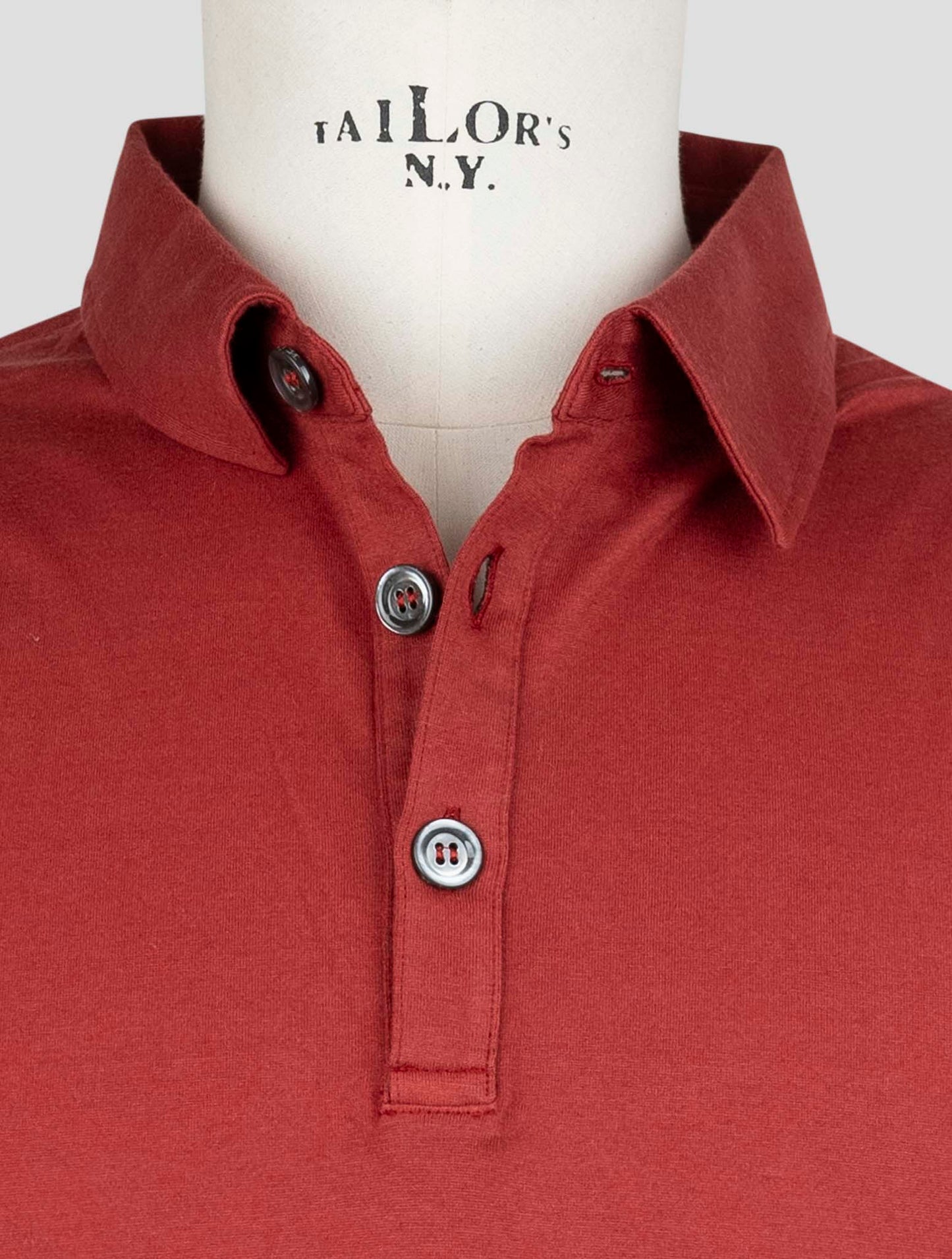 Kiton Burgundy Cotton Cashmere Polo