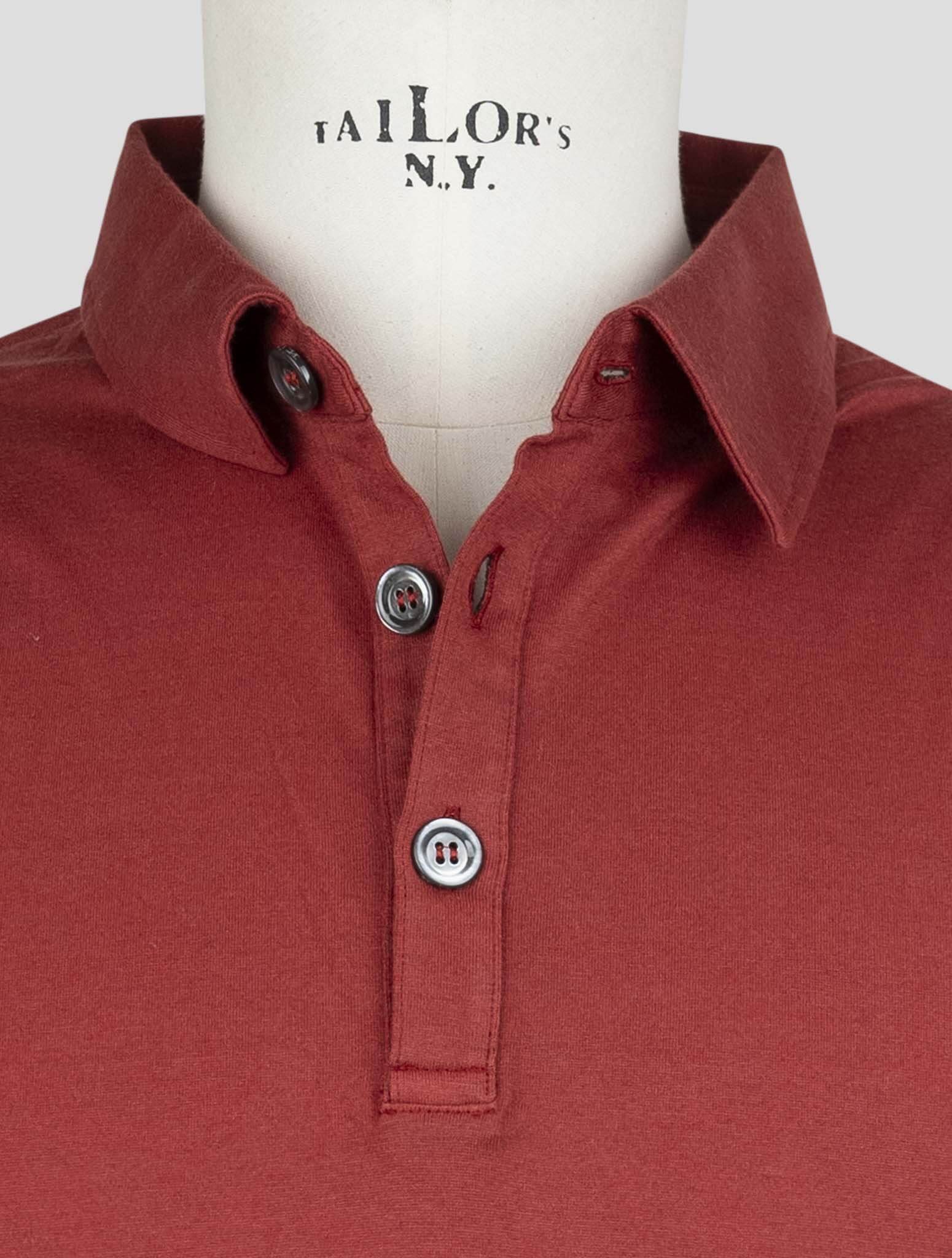 Kiton Burgundy Cotton Cashmere Polo