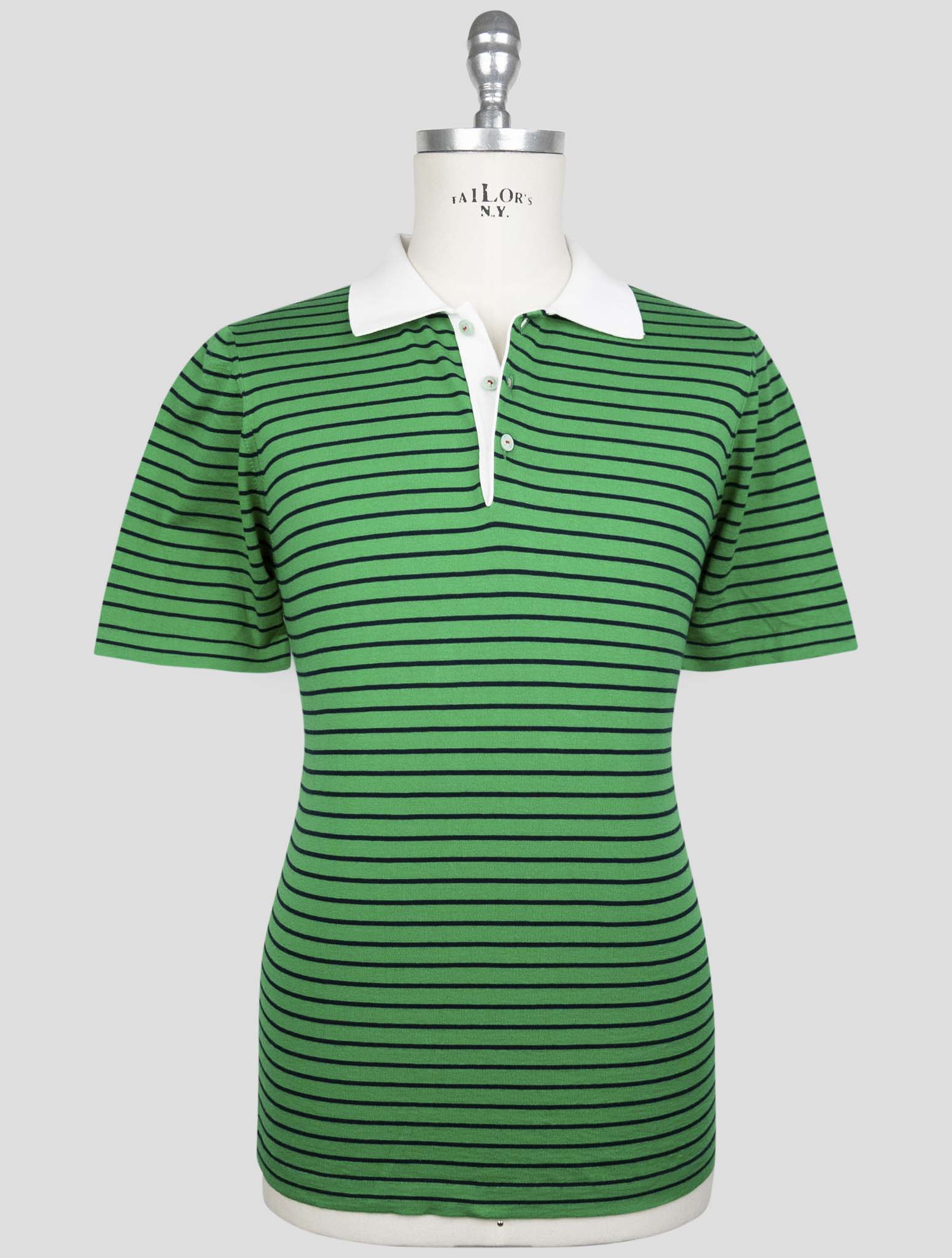Kiton Green Blue Cotton Polo